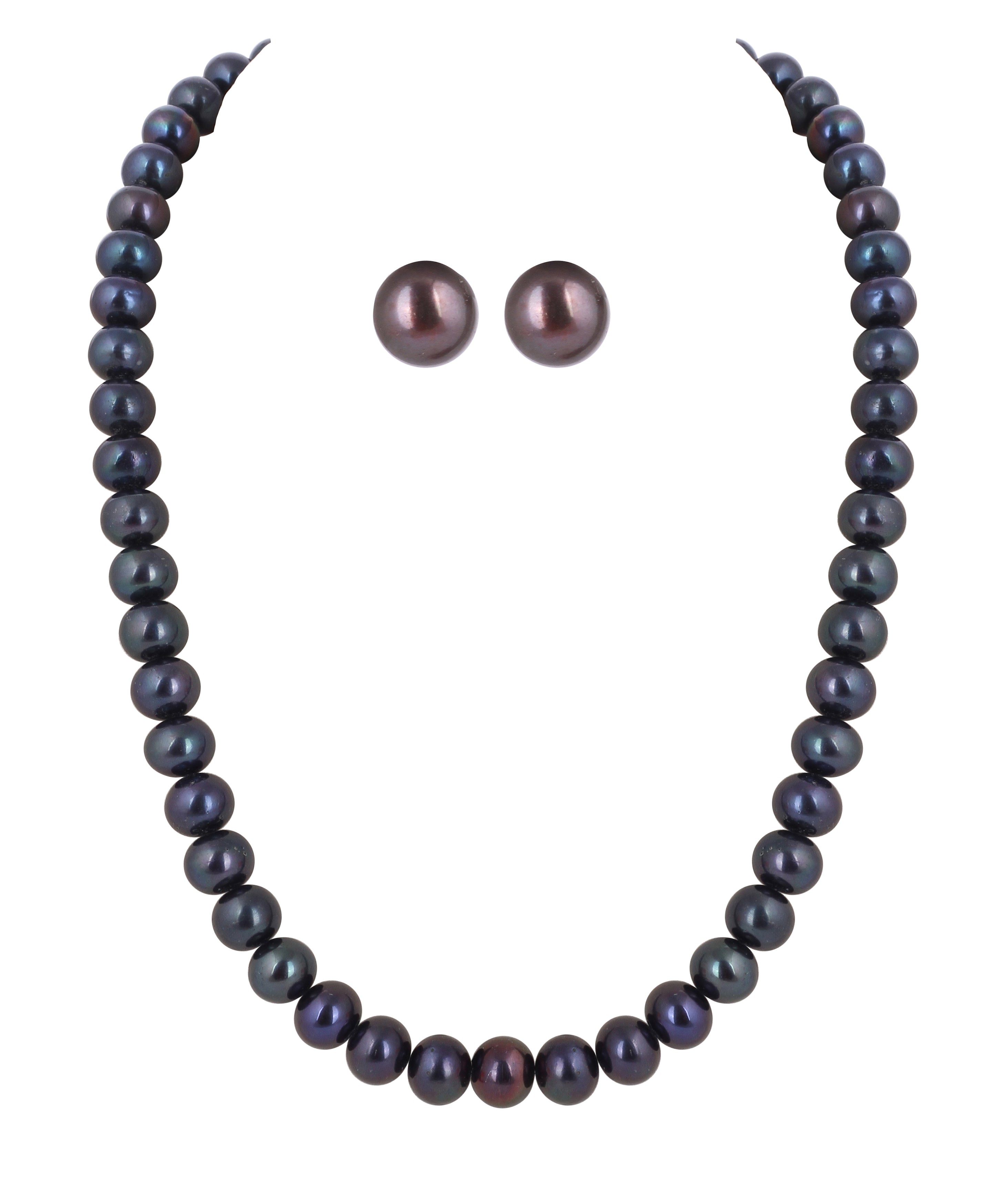 Real Natural Fresh Water Single Line Plain Pearl Mala Set With Certificate(D.No NPS318)