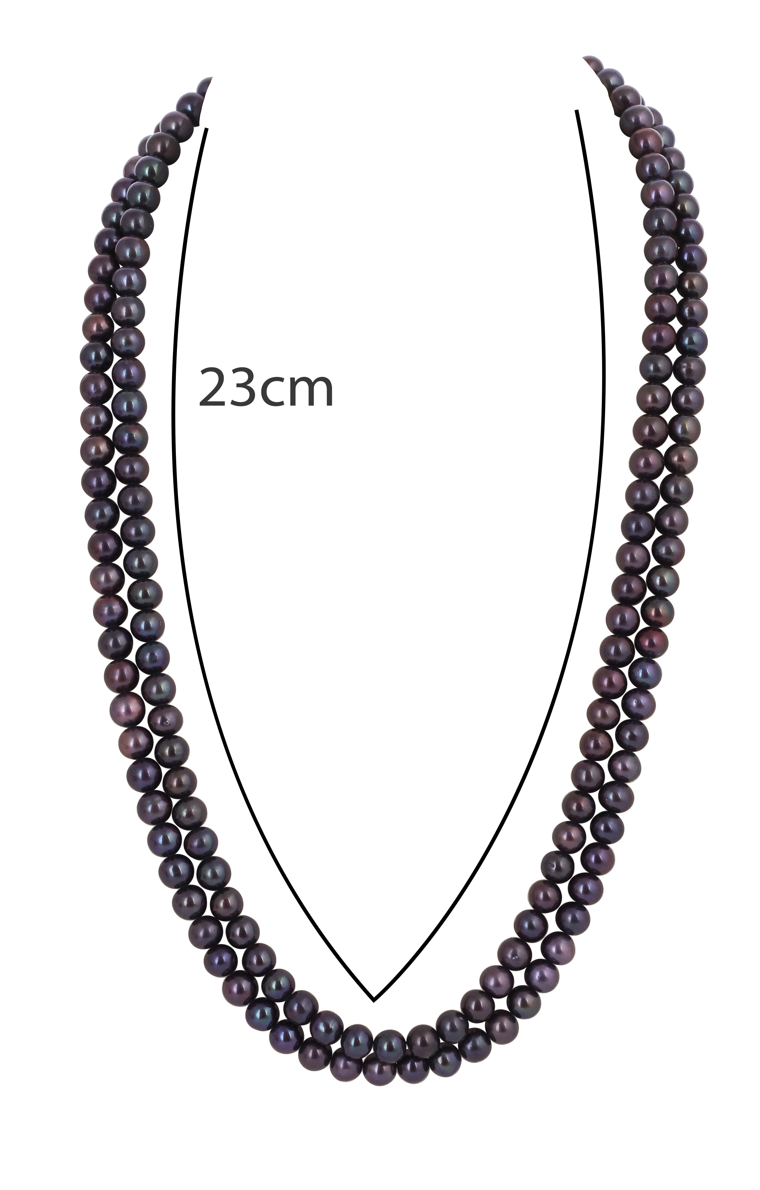 Real Natural Fresh Water Double Line Plain Black Pearl Mala Set With Certificate(D.No NPS320)