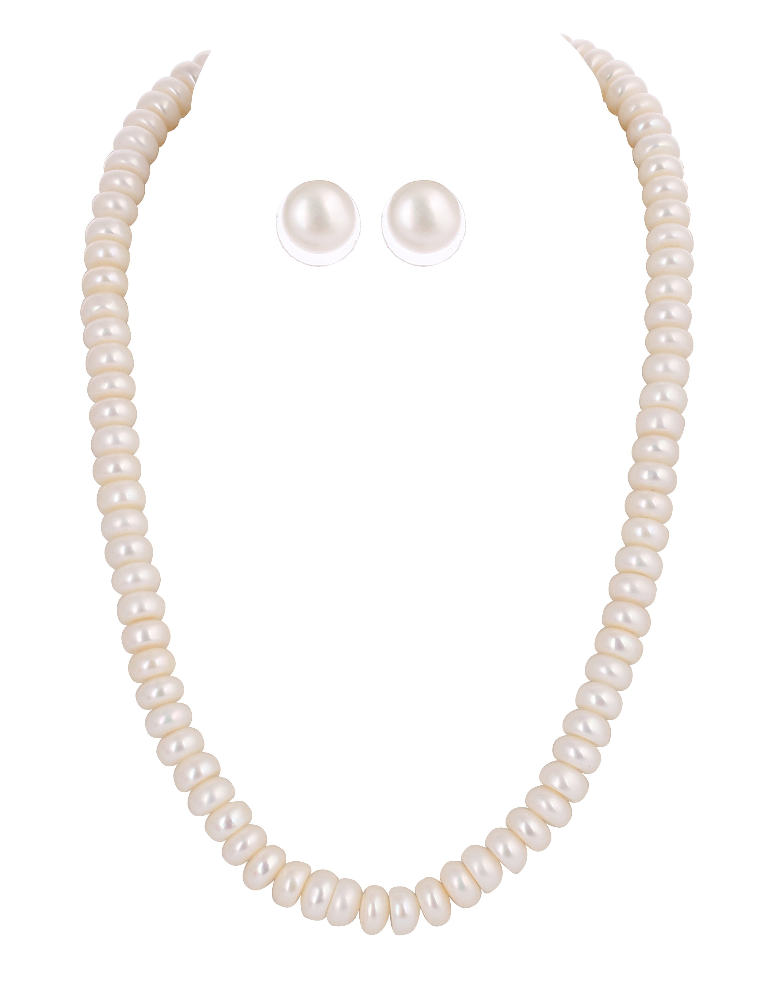Real Natural Fresh Water Single Line Plain 10 MM Pearl Mala Set With Certificate(D.No NPS321)
