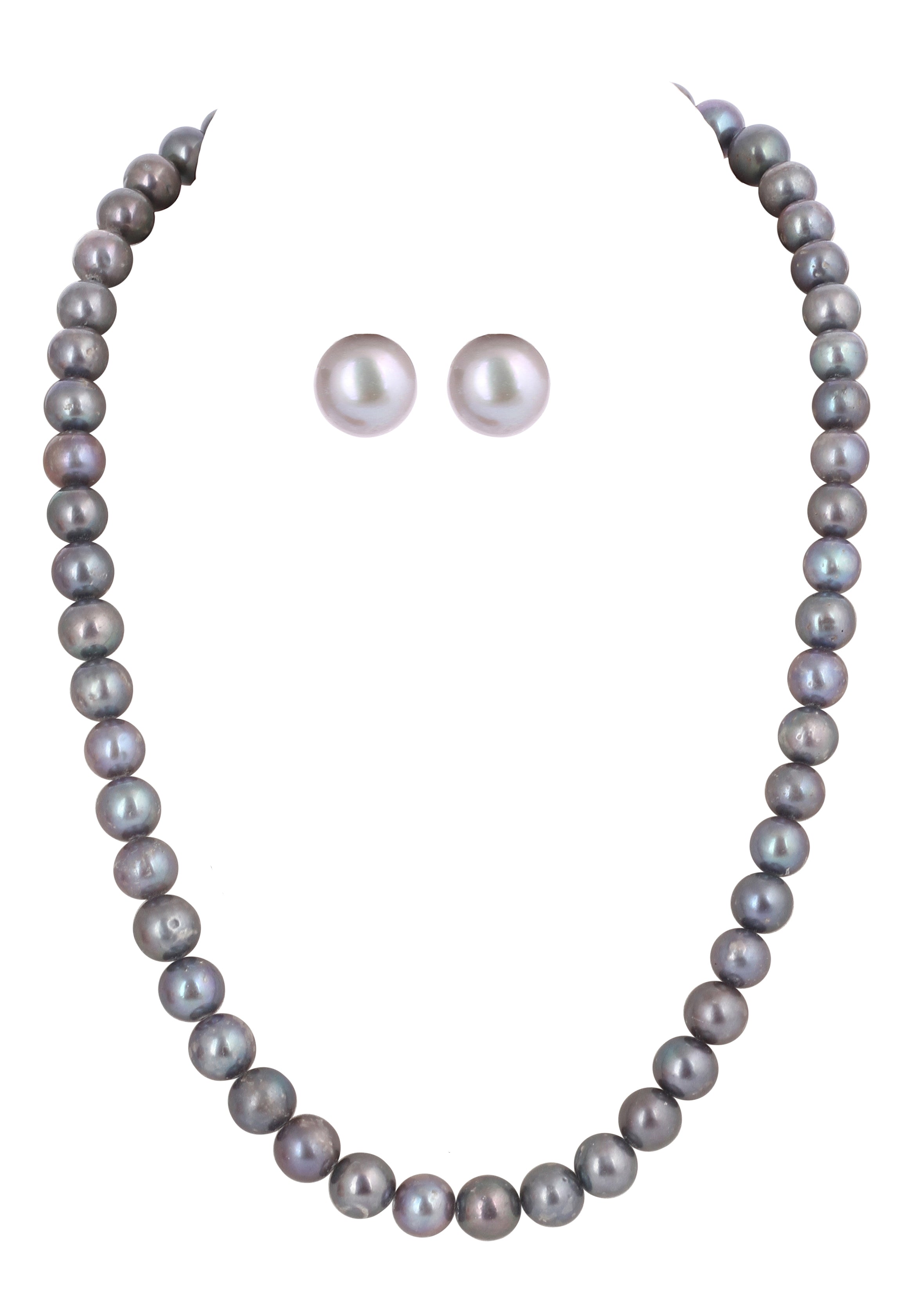 Real Natural Fresh Water Plain Pearl Mala Set With Certificate(D.No NPS323)
