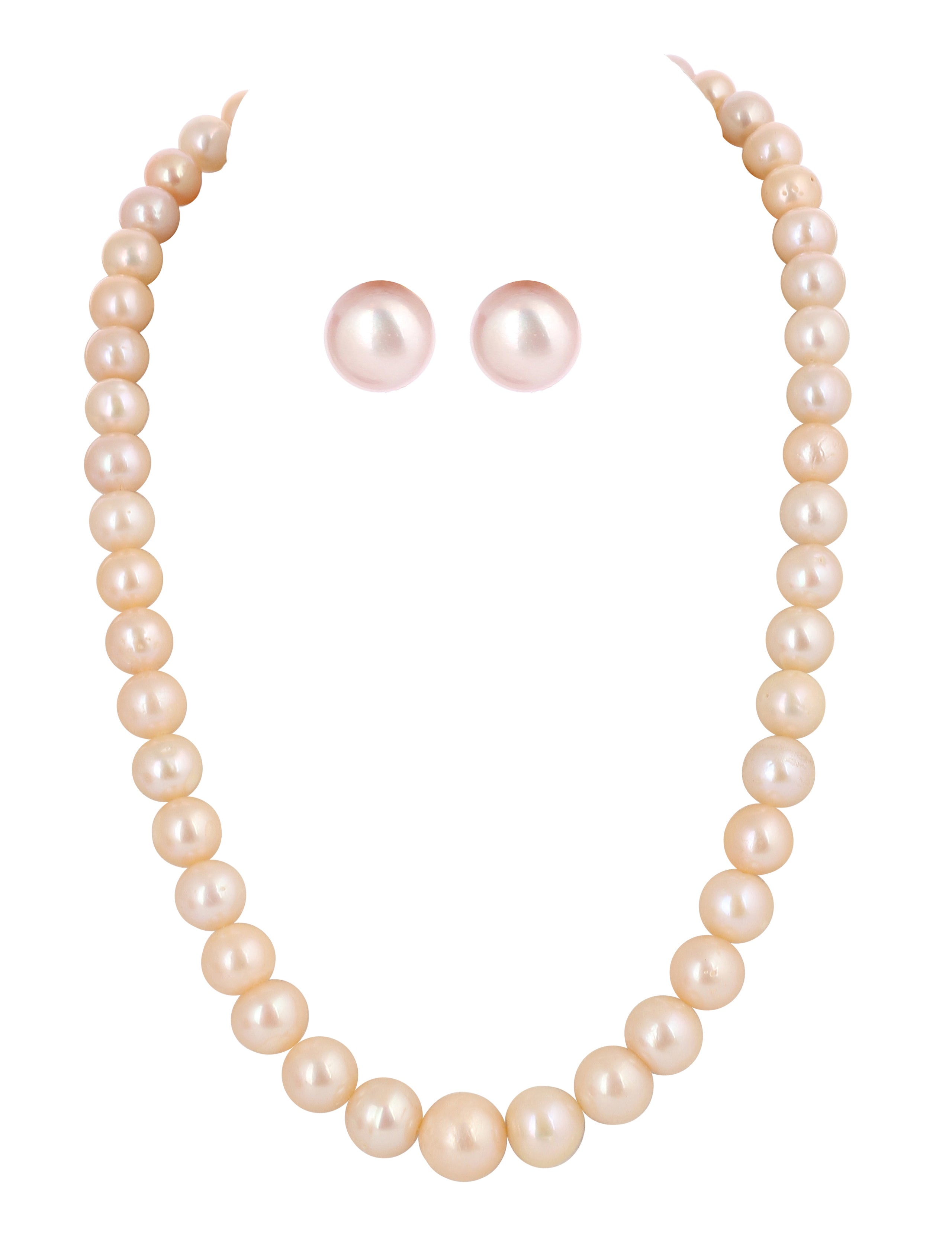 Real Natural Fresh Water Plain Pearl Mala Set With Certificate(D.No NPS326)