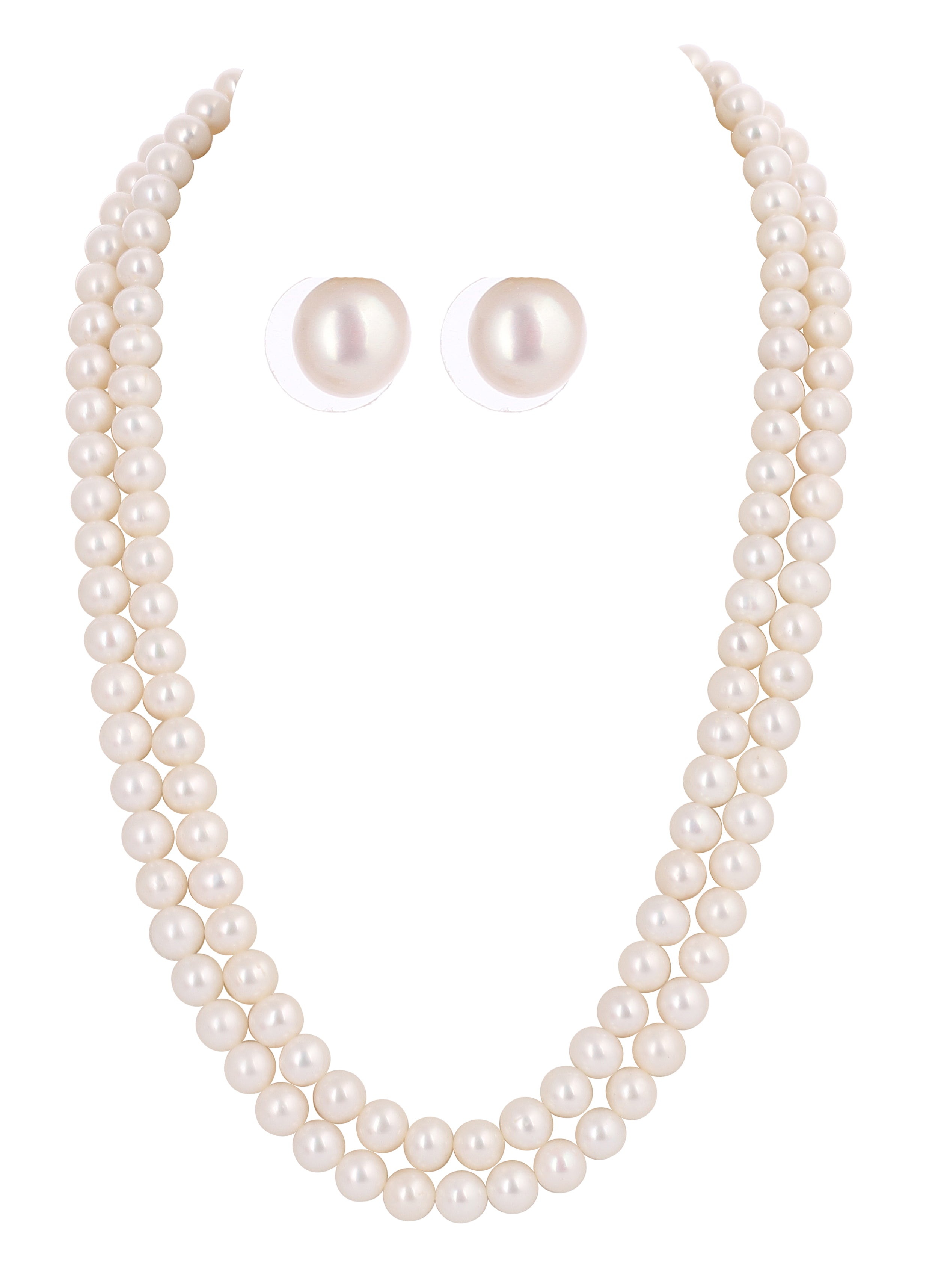 Real Natural Fresh Water Plain 8 MM Round Pearl Mala Set With Certificate(D.No NPS329)