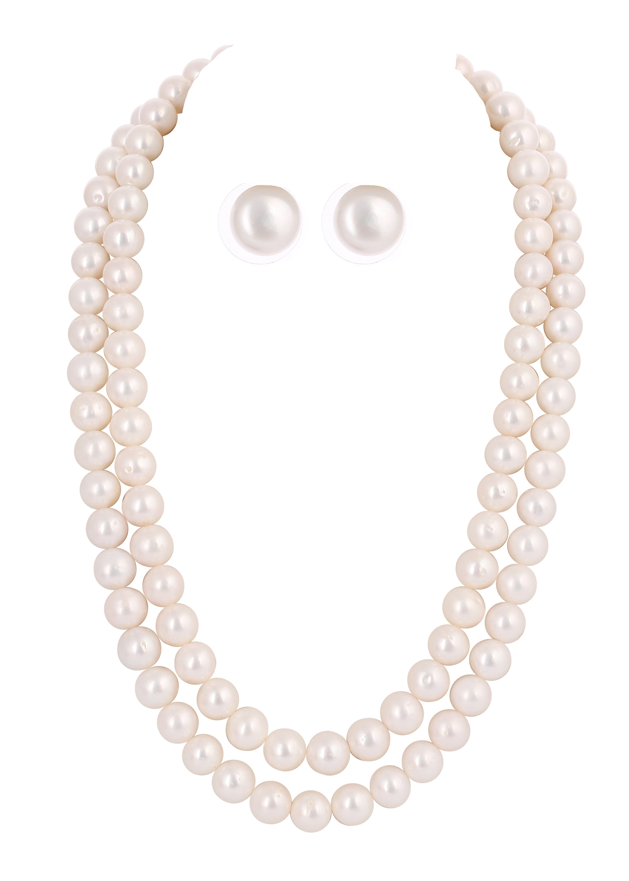 Real Natural Fresh Water Plain 10 MM Round Pearl Mala Set With Certificate(D.No NPS331)
