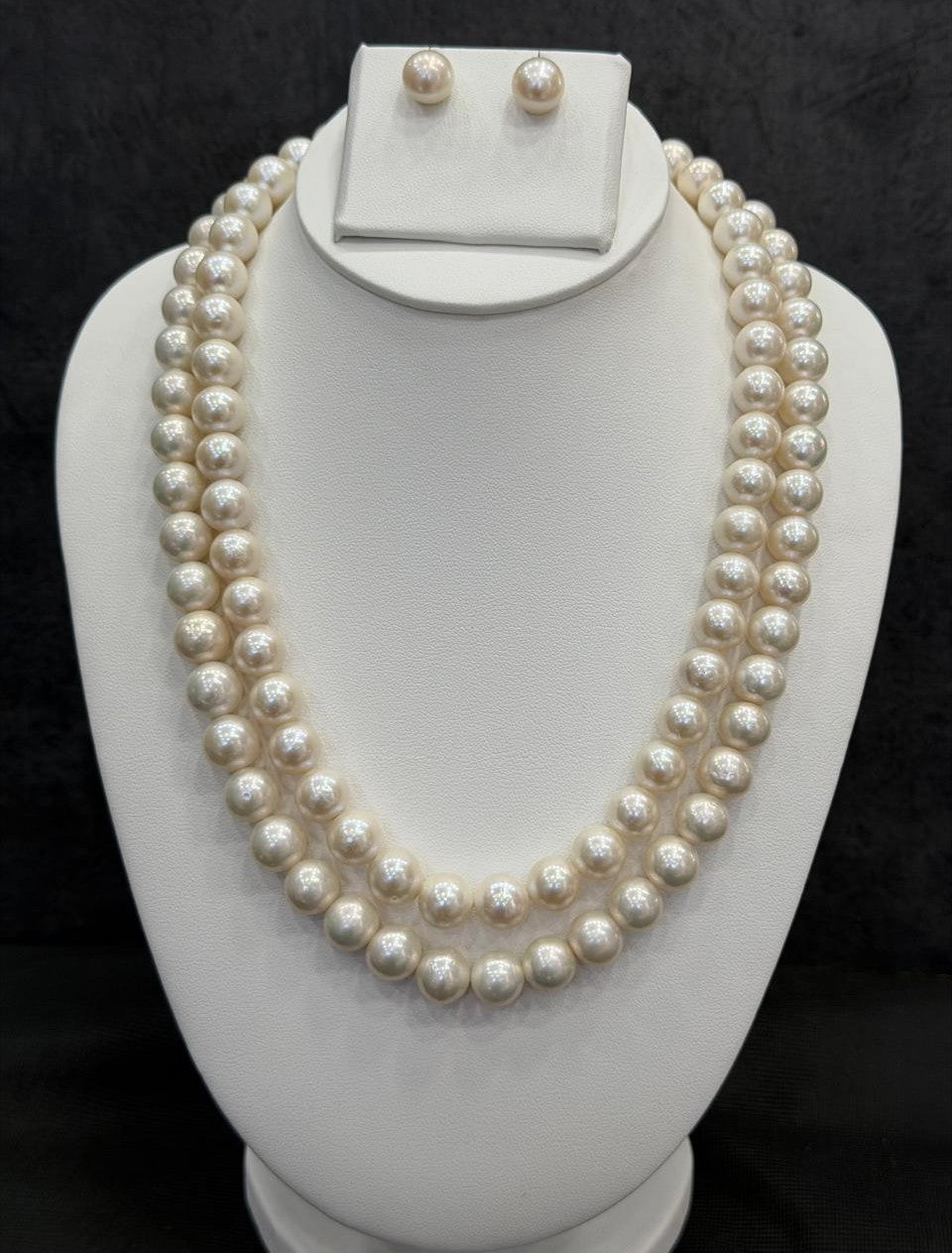 Real Natural Fresh Water Plain 10 MM Round Pearl Mala Set With Certificate(D.No NPS331)
