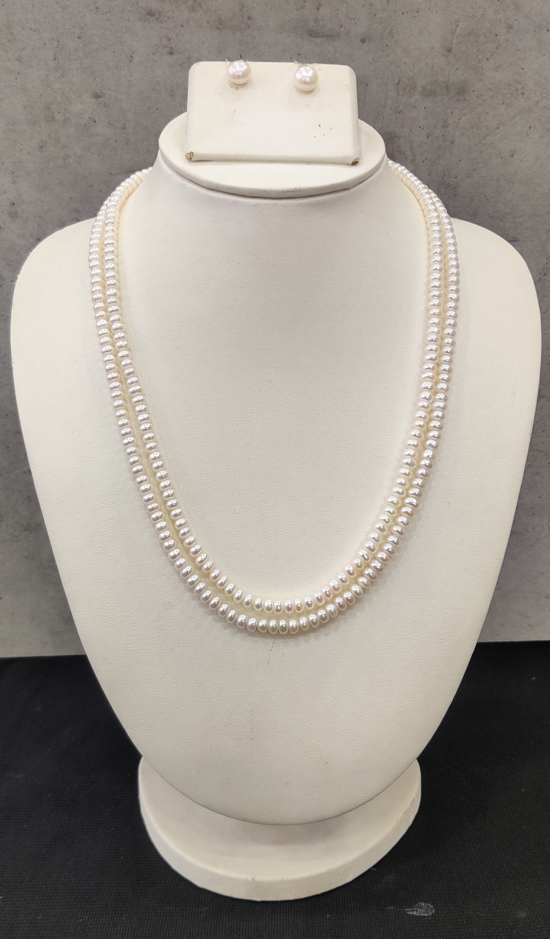 Authentic Real Natural Fresh Water Double Line Pearls Mala Set 3 MM With Certificate(D.No NPS339)