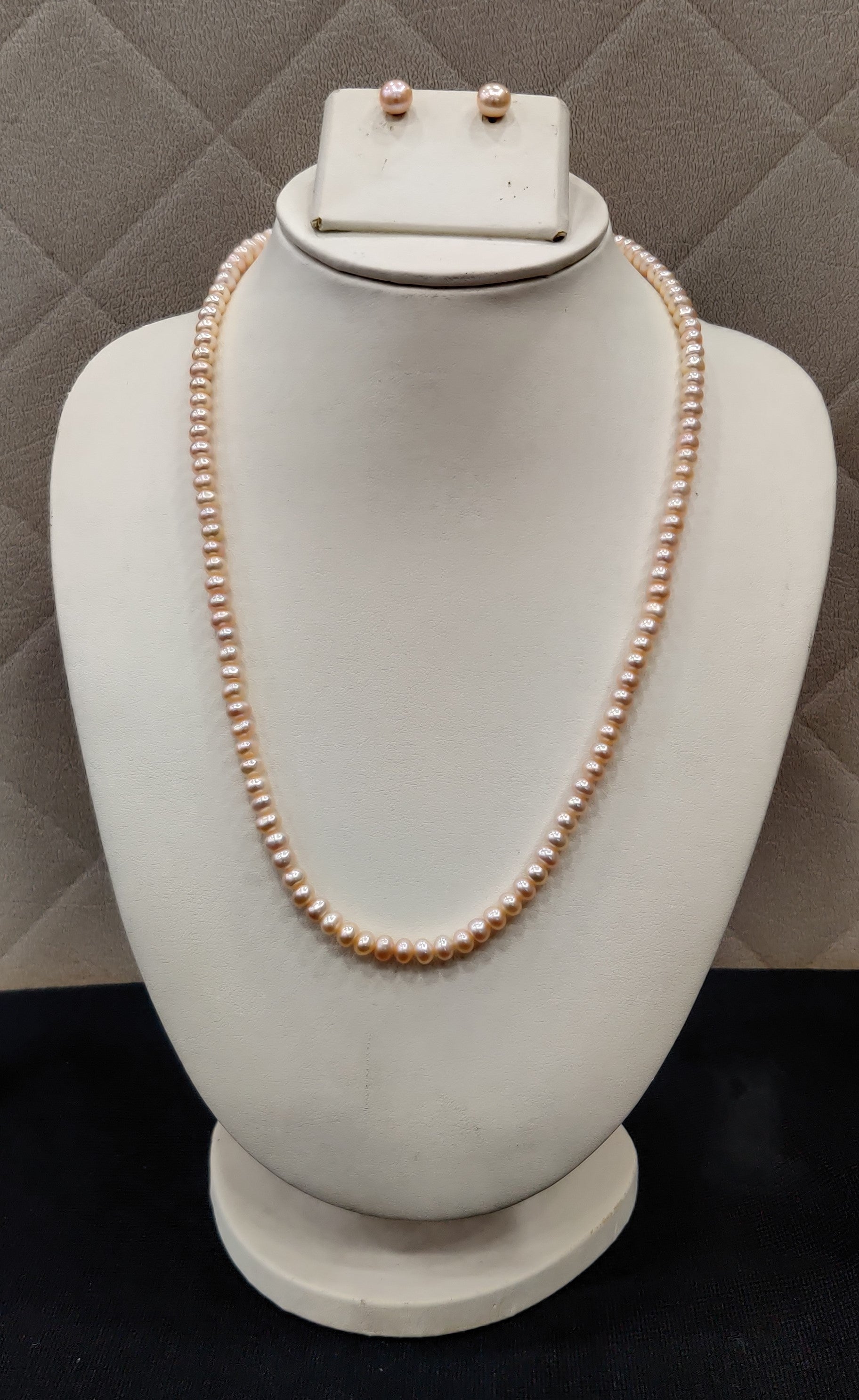 Authentic Real Natural Fresh Water Single Line Pearls Mala Set 3 MM With Certificate(D.No NPS344)