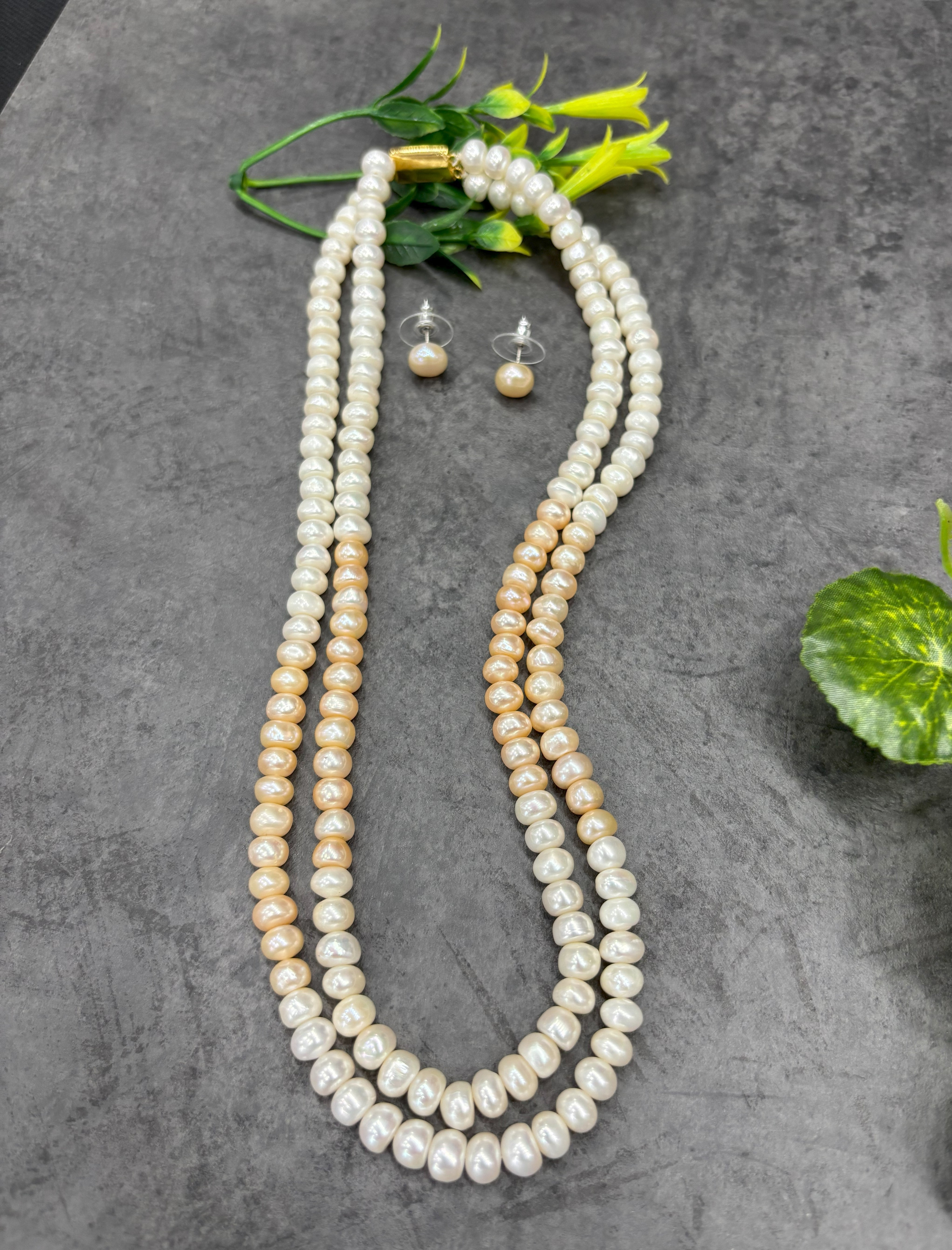 Authentic Real Natural Fresh Water Double Line Pearls Mala Set 6 MM With Certificate(D.No NPS348)