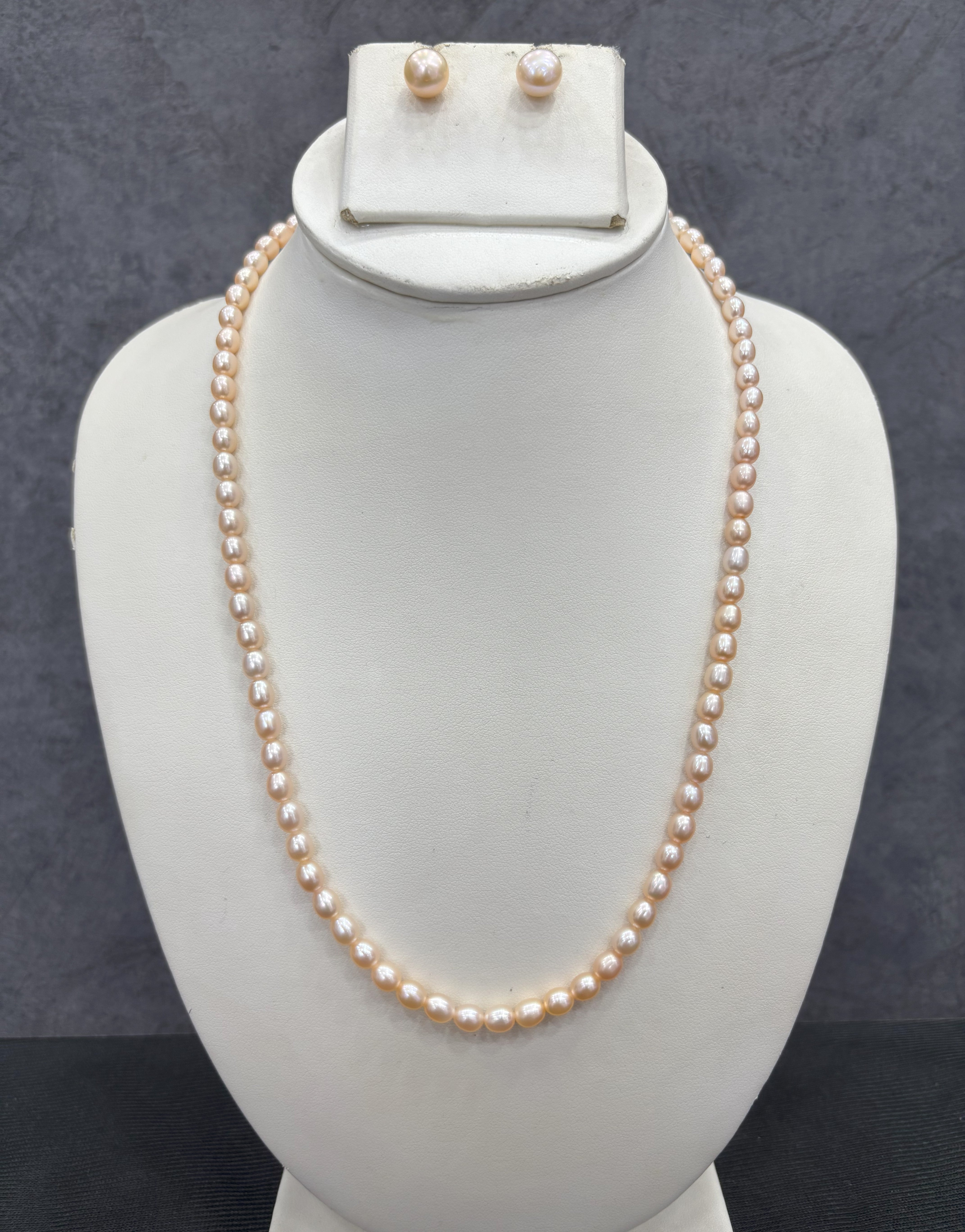 Authentic Real Natural Fresh Water Single Line Pearls Mala Set 3 To 4 MM With Certificate(D.No NPS350)