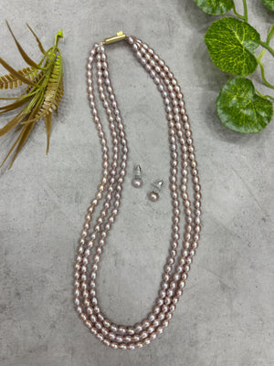 Plain Pearls Mala Necklace Set