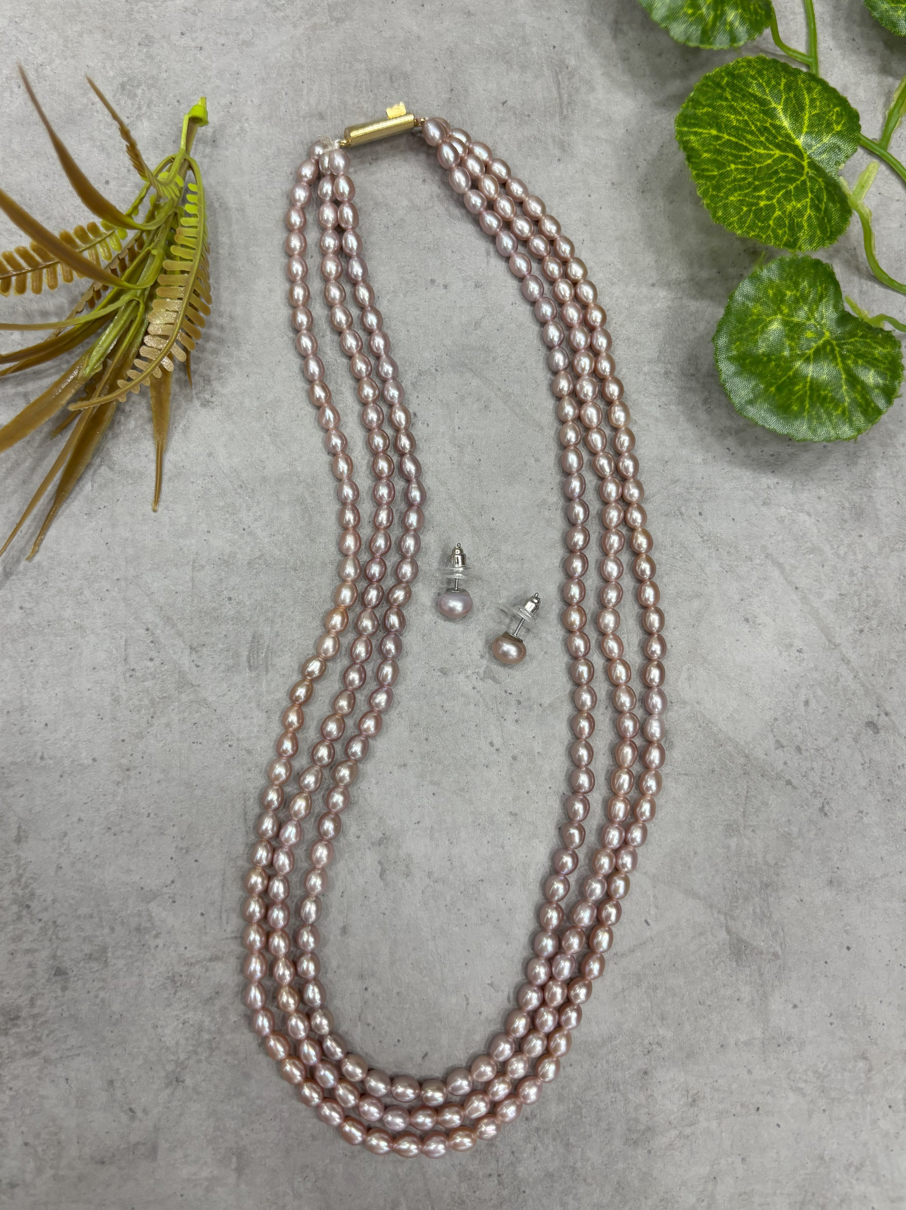 Plain Pearls Mala Necklace Set