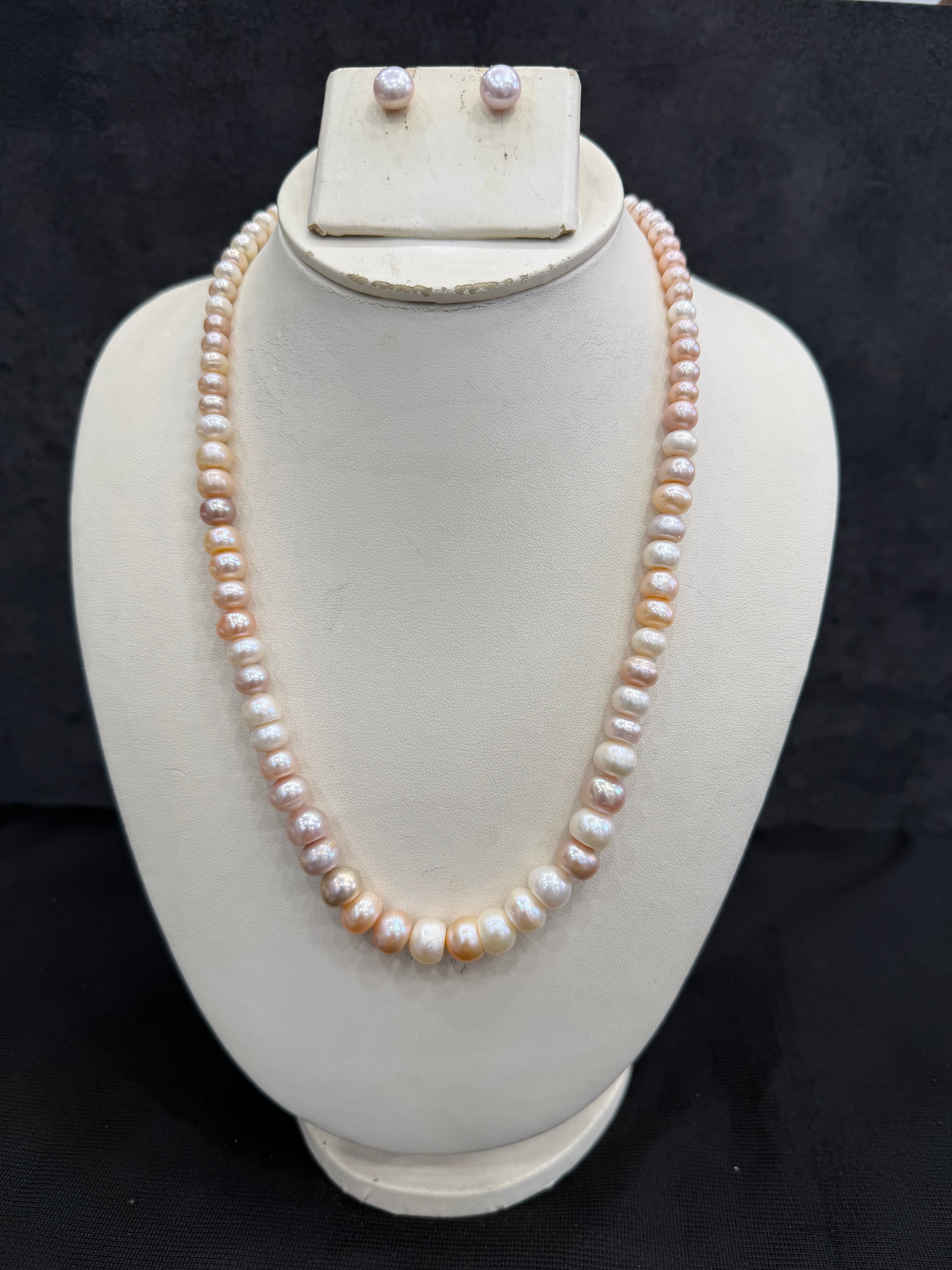 Authentic Real Natural Fresh Water Single Line Pearls Mala Set With Certificate(D.No NPS363)