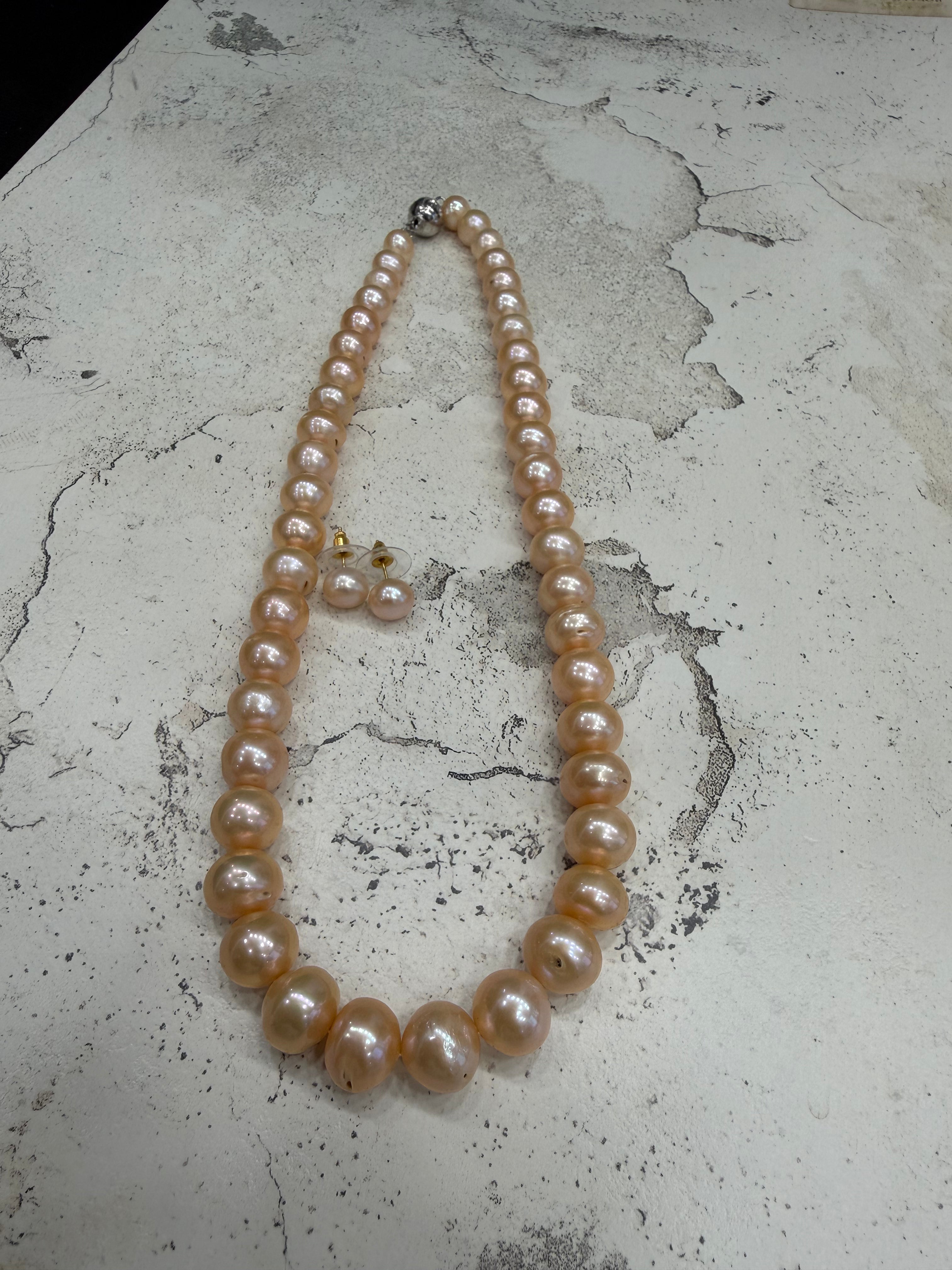 Authentic Real Natural Fresh Water Single Line Graduation Pearls Mala Set With Certificate(D.No NPS371)