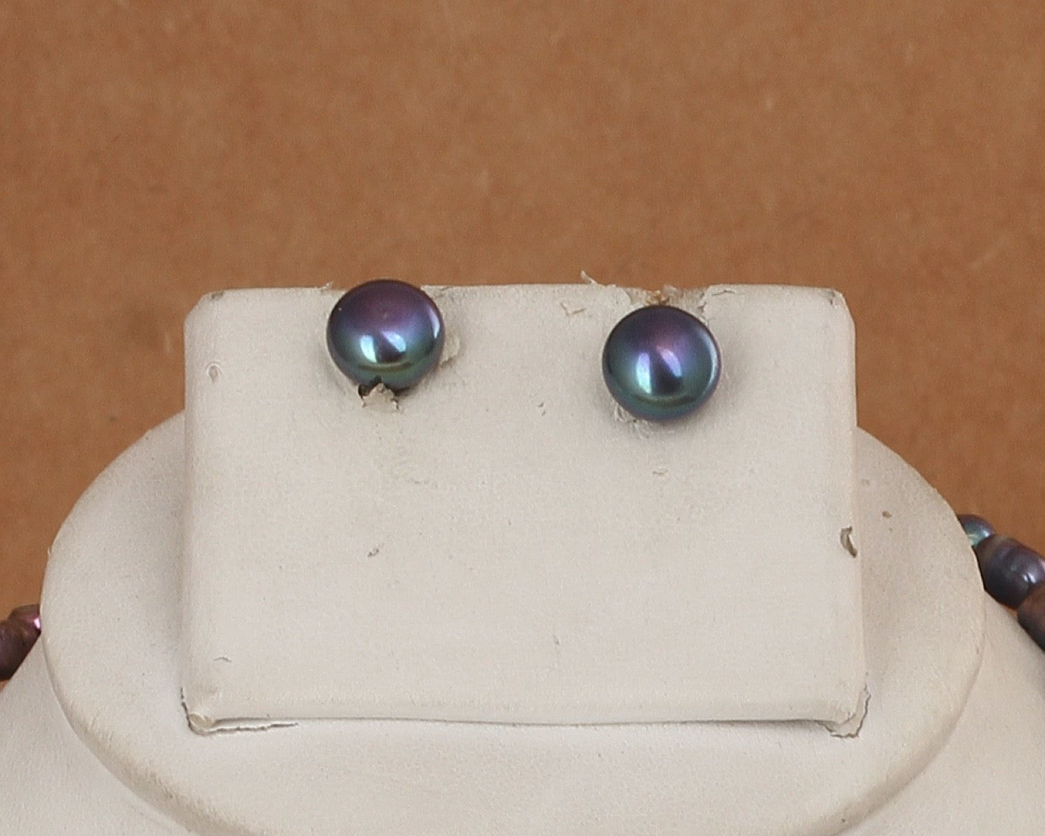 Real Natural Fresh Water Black barook Pearls Set With Certificate(D.No NPS380)