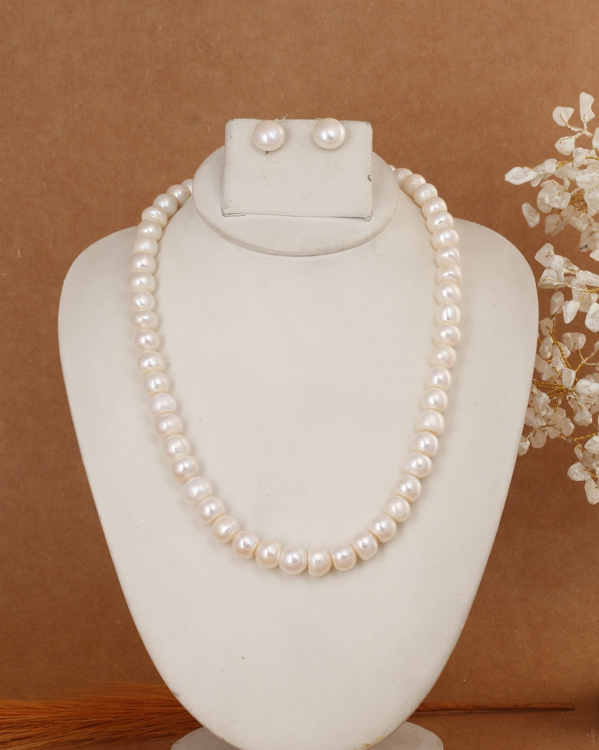 Real Natural Fresh Water 10 MM Pearls Set With Certificate(D.No NPS381)