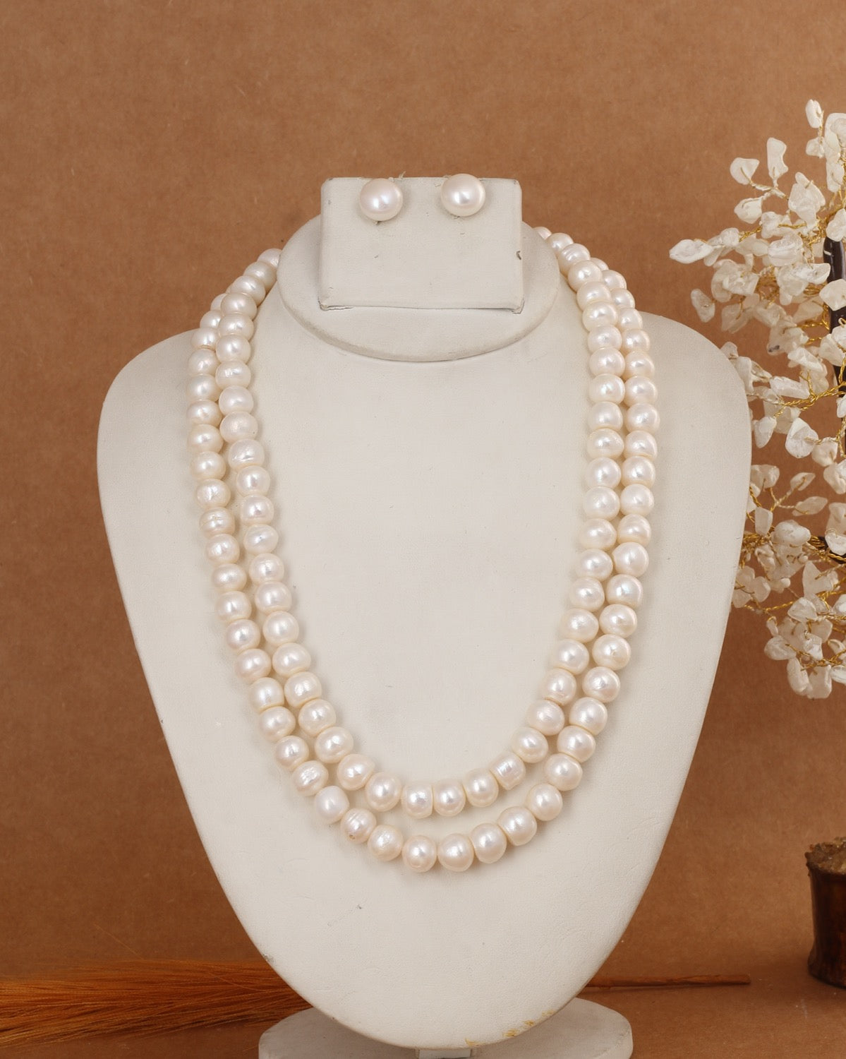 Real Natural Fresh Water 10 MM Pearls Set With Certificate(D.No NPS382)