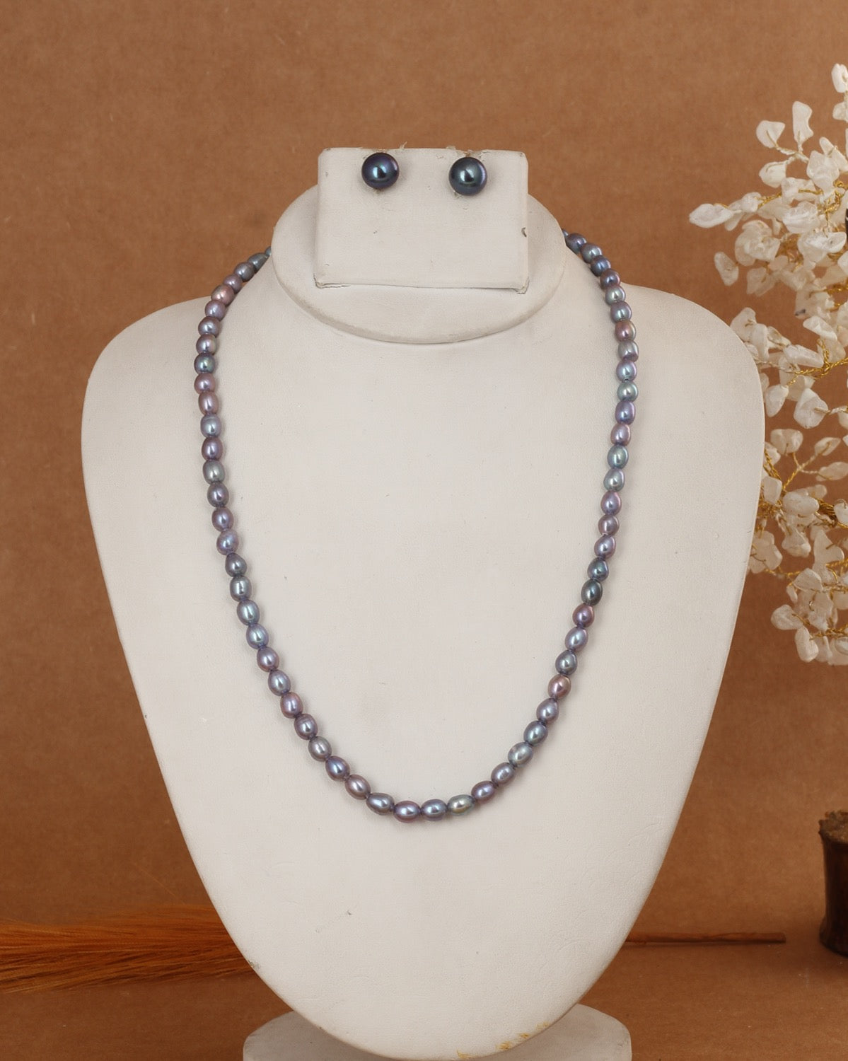 Real Natural Fresh Water 5 to 6 MM Pearls Set With Certificate(D.No NPS383)