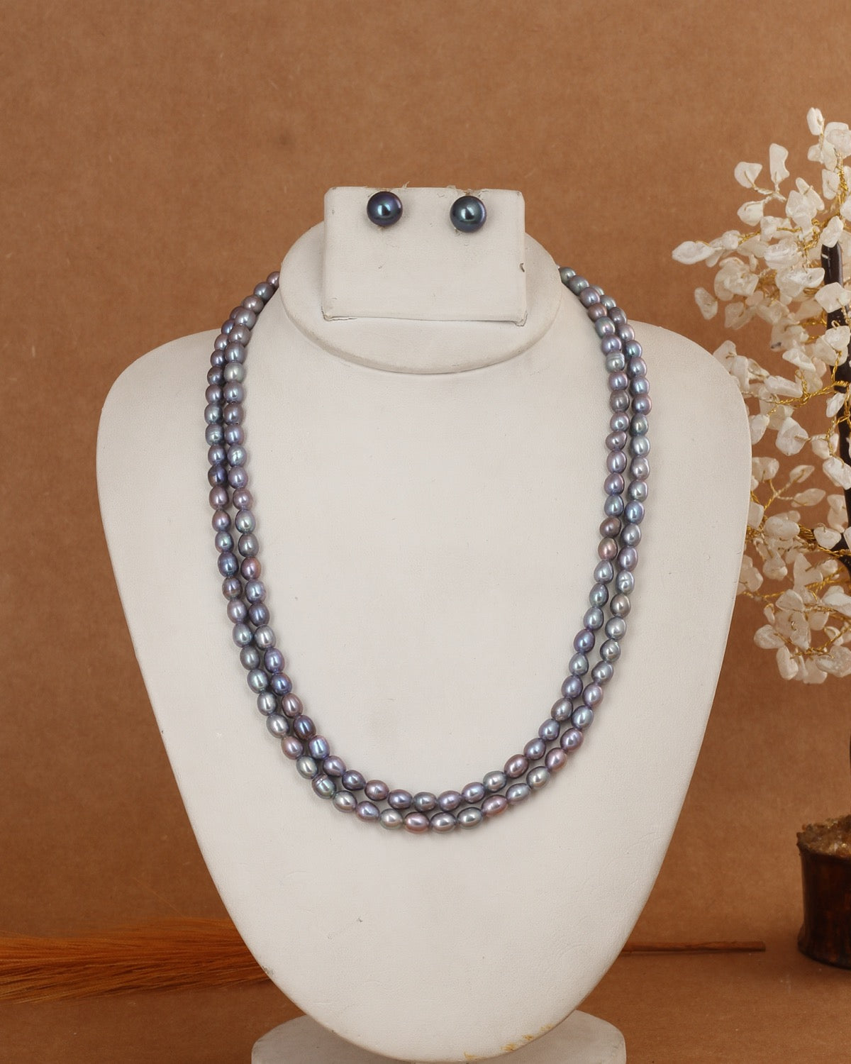 Real Natural Fresh Water 5 to 6 MM Pearls Set With Certificate(D.No NPS384)