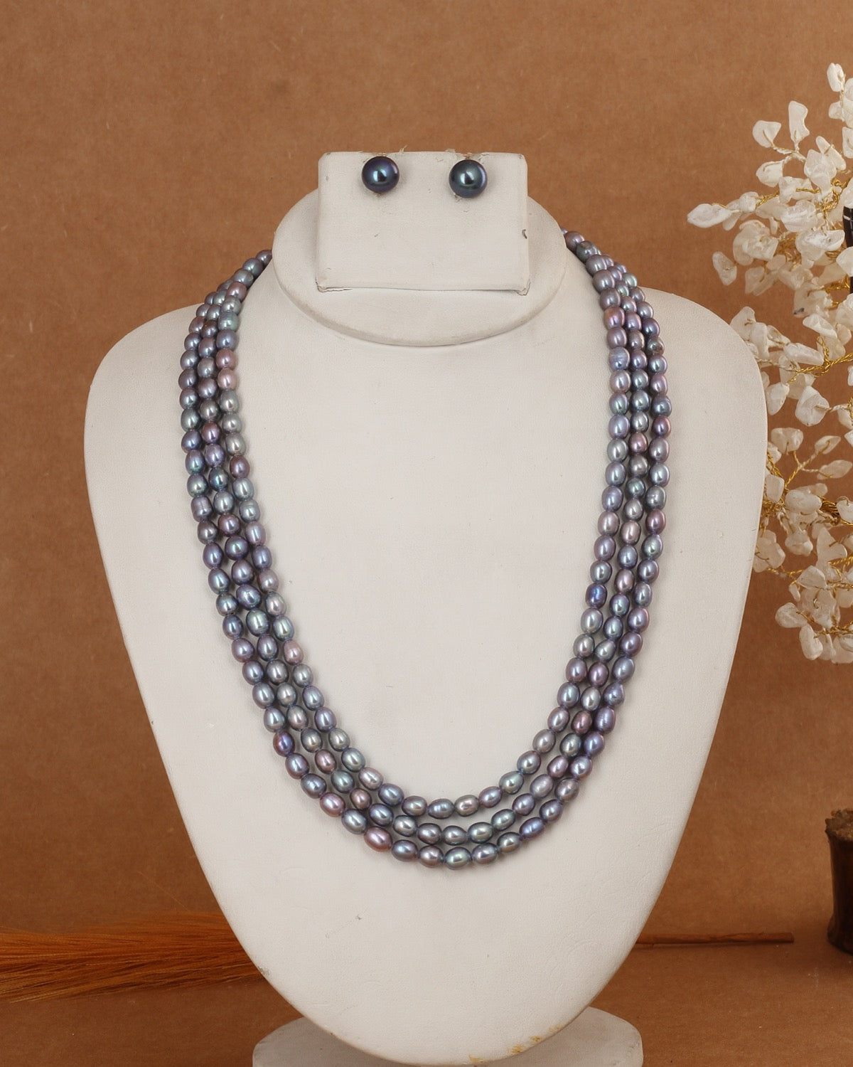 Real Natural Fresh Water 5 to 6 MM Pearls Set With Certificate(D.No NPS385)