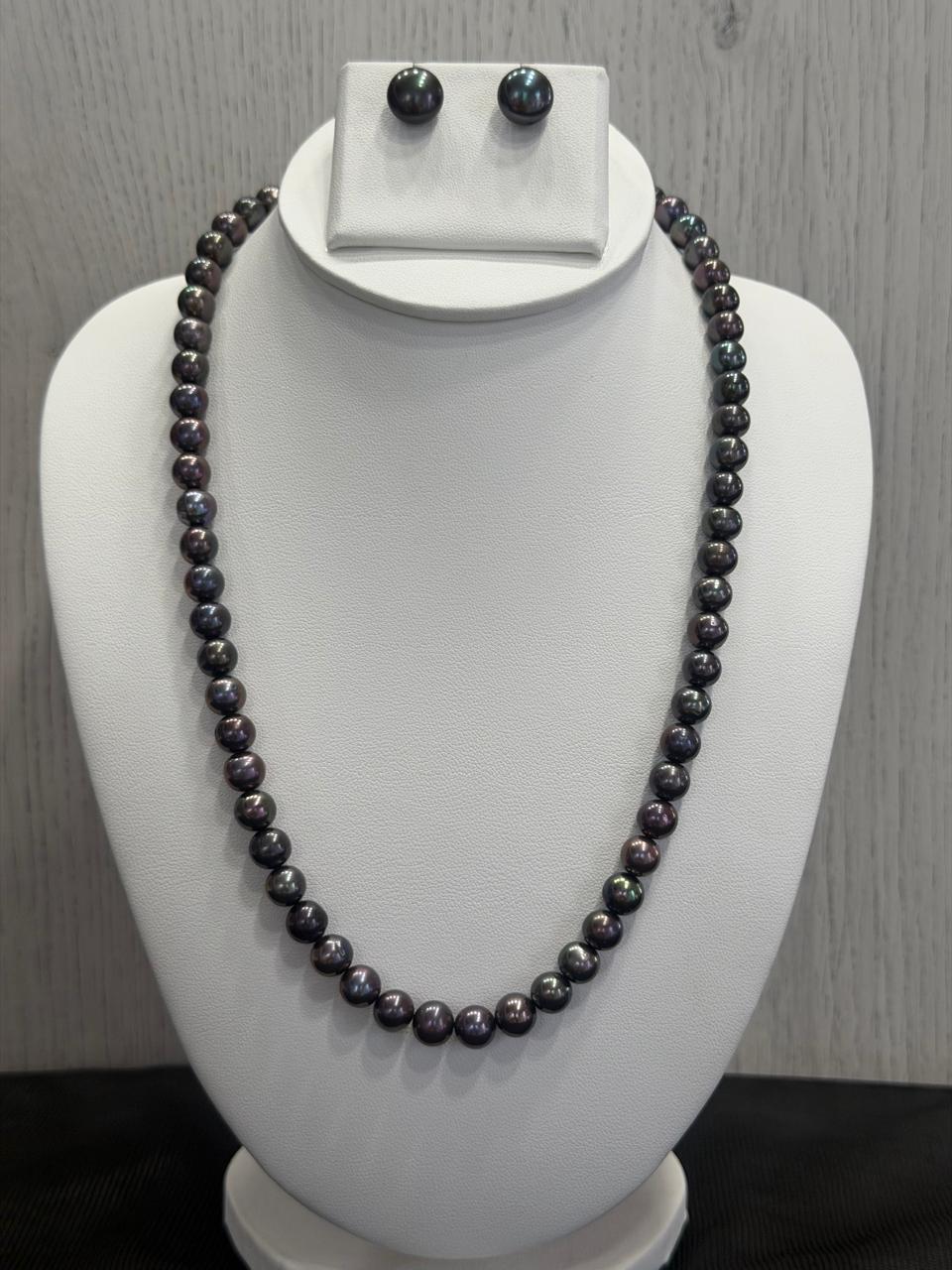 Real Natural Fresh Water 7 to 8 MM Round Shape Pearls Mala Set With Certificate(Single String)(D.No NPS394)