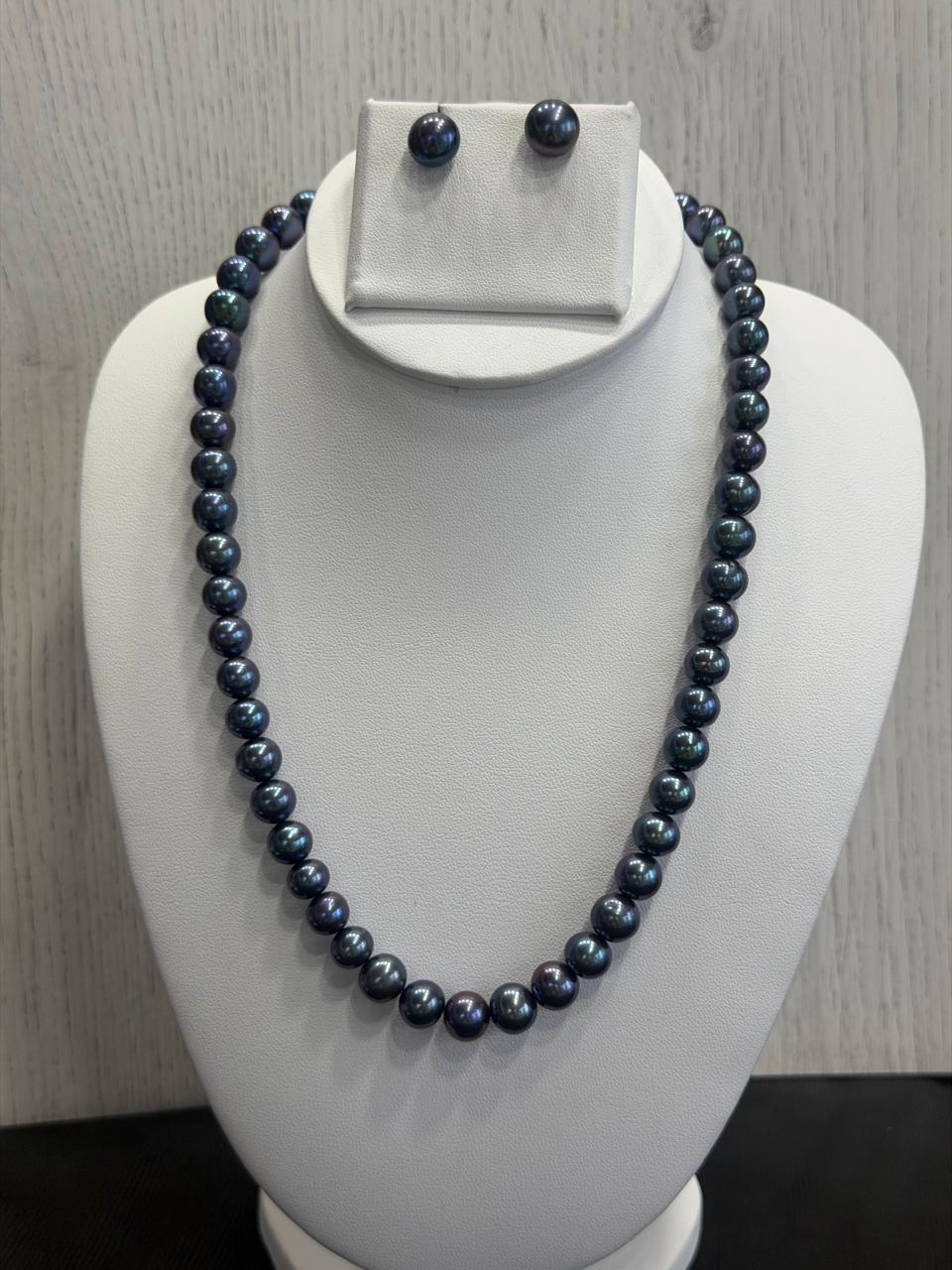 Real Natural Fresh Water 9 to 10 MM Round Shape Pearls Mala Set With Certificate(Single String)(D.No NPS396)