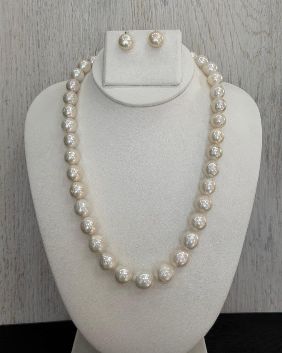 Real Natural Fresh Water 10 to 13 MM Graduation Pearls Mala Set With Certificate(Single String)(D.No NPS426)