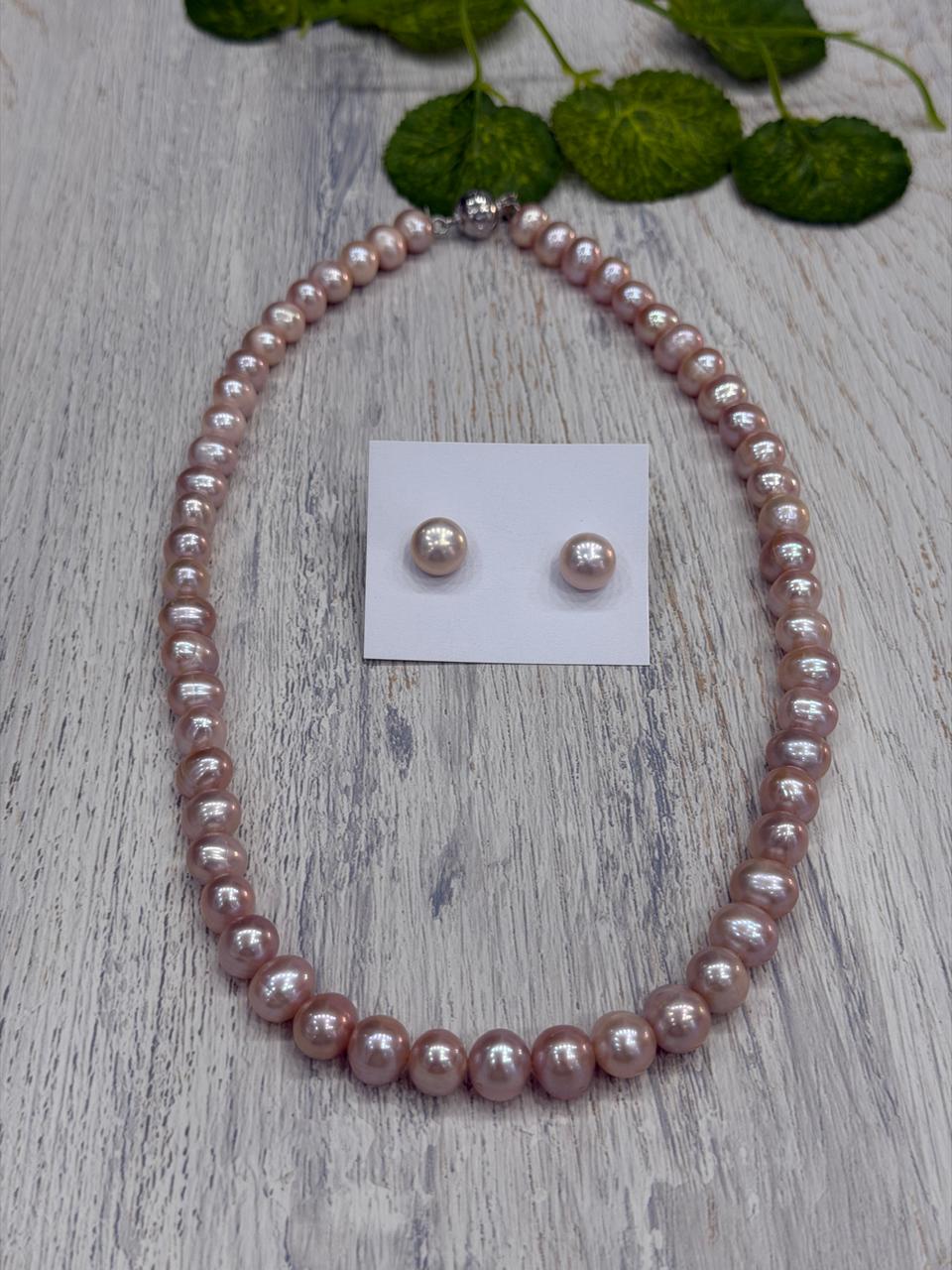 Real Natural Fresh Water 9 to 10 MM Pearls Mala Set With Certificate(Single String)(D.No NPS428)