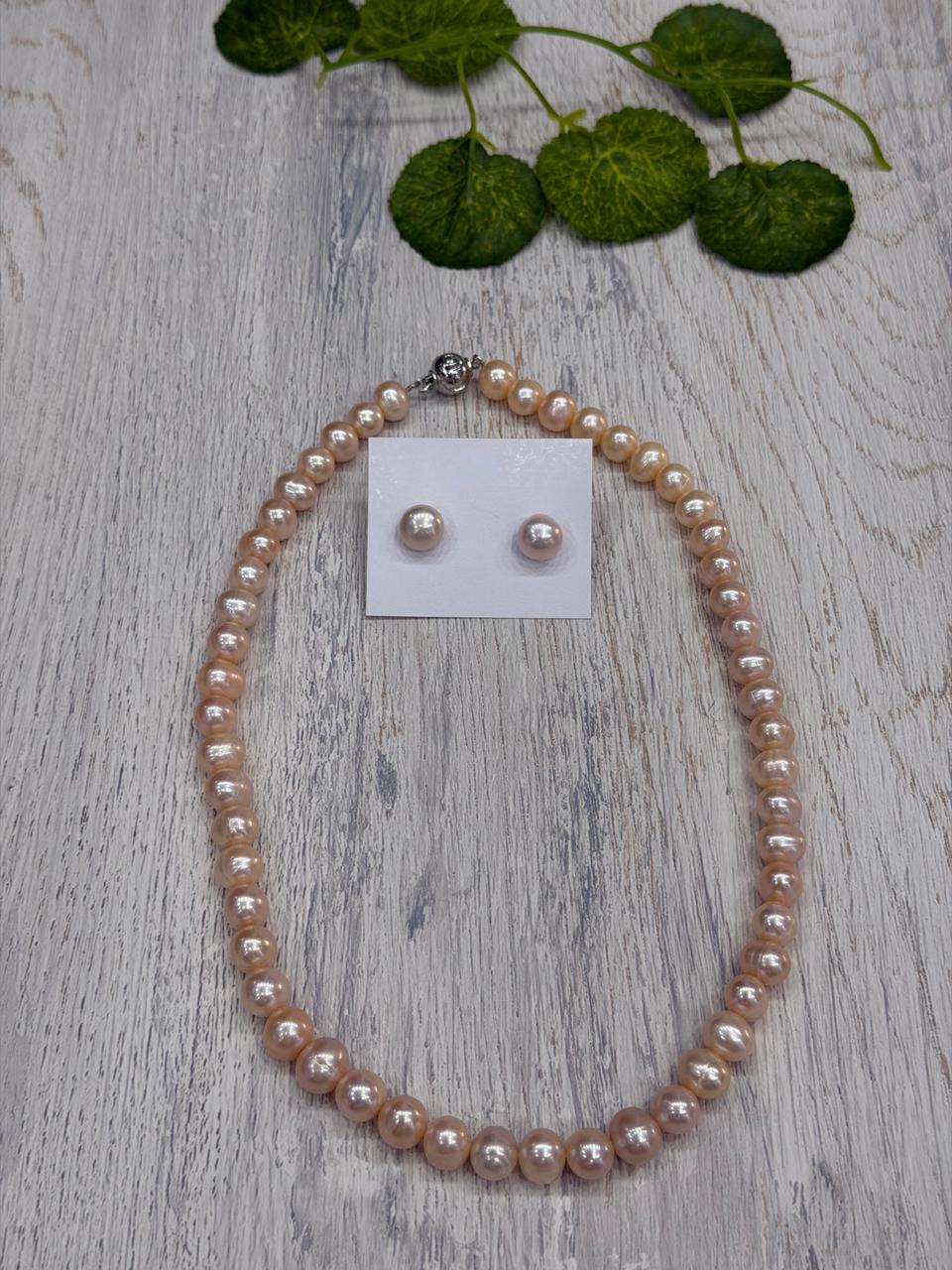 Real Natural Fresh Water 9 to 10 MM Pearls Mala Set With Certificate(Single String)(D.No NPS430)