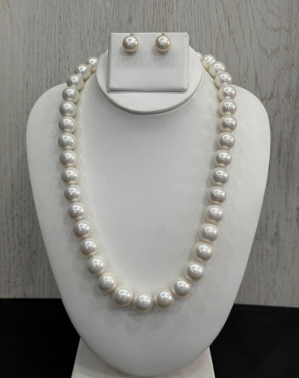 Premium Quality Real Natural Fresh Water 10 to 14 MM Graduation Pearls Mala Set With Certificate(Single String)(D.No NPS436)