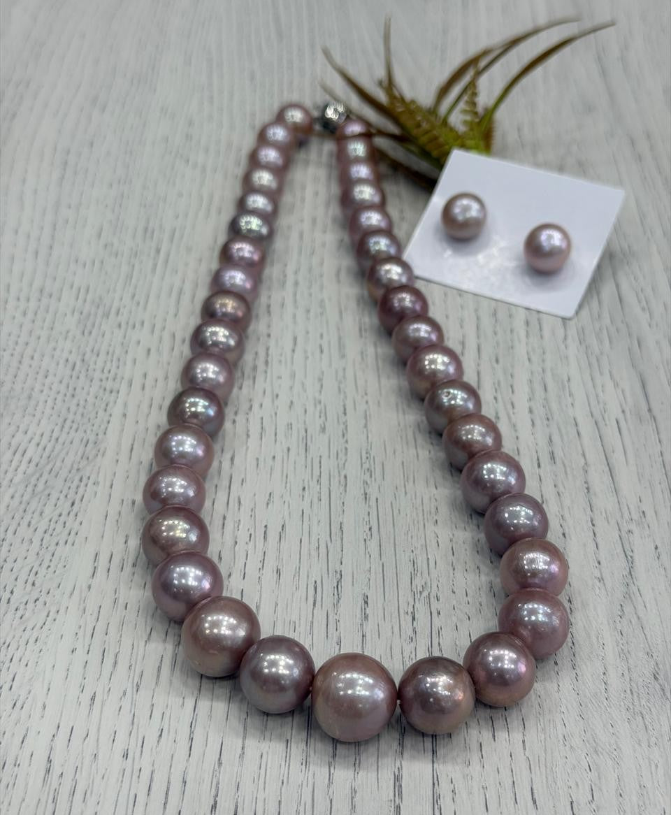 Premium Quality Real Natural Fresh Water 12 to 16 MM Graduation Pearls Mala Set With Certificate(Single String)(D.No NPS438)