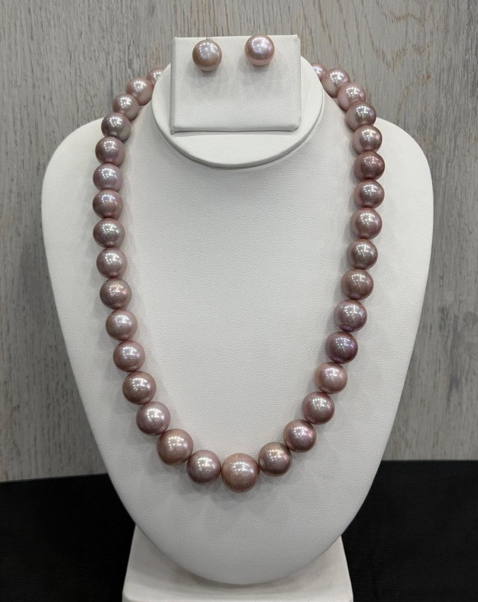 Premium Quality Real Natural Fresh Water 12 to 16 MM Graduation Pearls Mala Set With Certificate(Single String)(D.No NPS438)