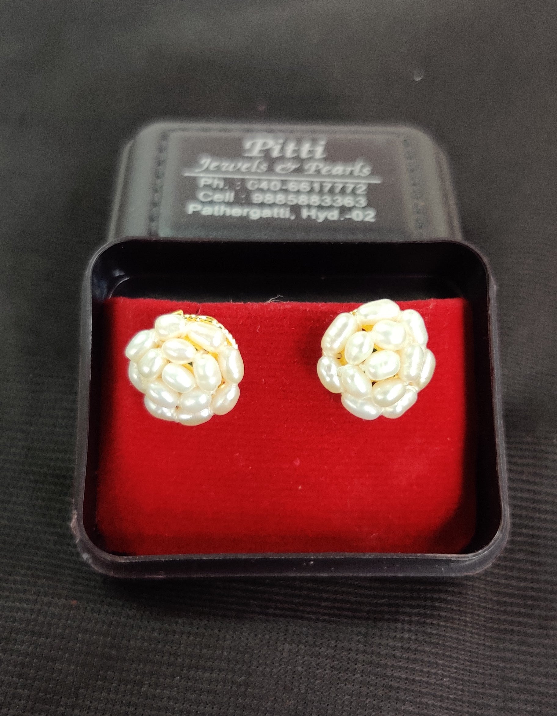 Real Natural Fresh Water Rice Pearls Small Round Studs Tops(D.No PTOP107)