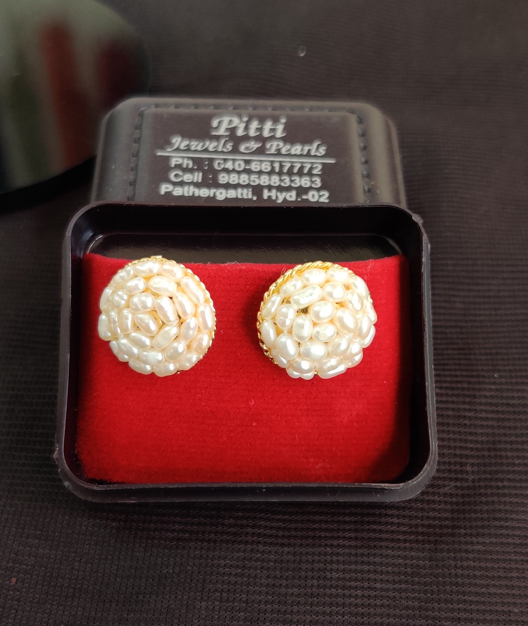 Real Natural Fresh Water Rice Pearls Medium Size Round Studs Tops(D.No PTOP108)