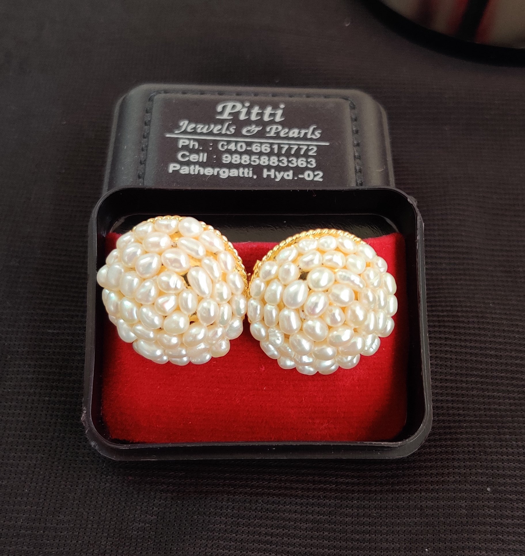 Real Natural Fresh Water Rice Pearls Big Round Studs Tops(D.No PTOP109)