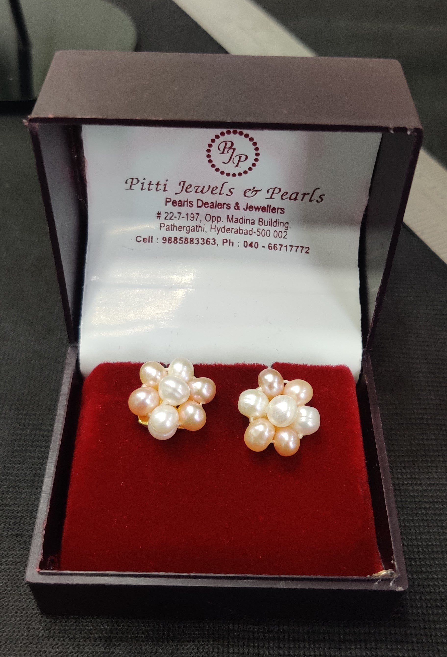 Real Natural Fresh Water 7 Moti Pearls Medium Size Round Studs Tops(D.No PTOP118)