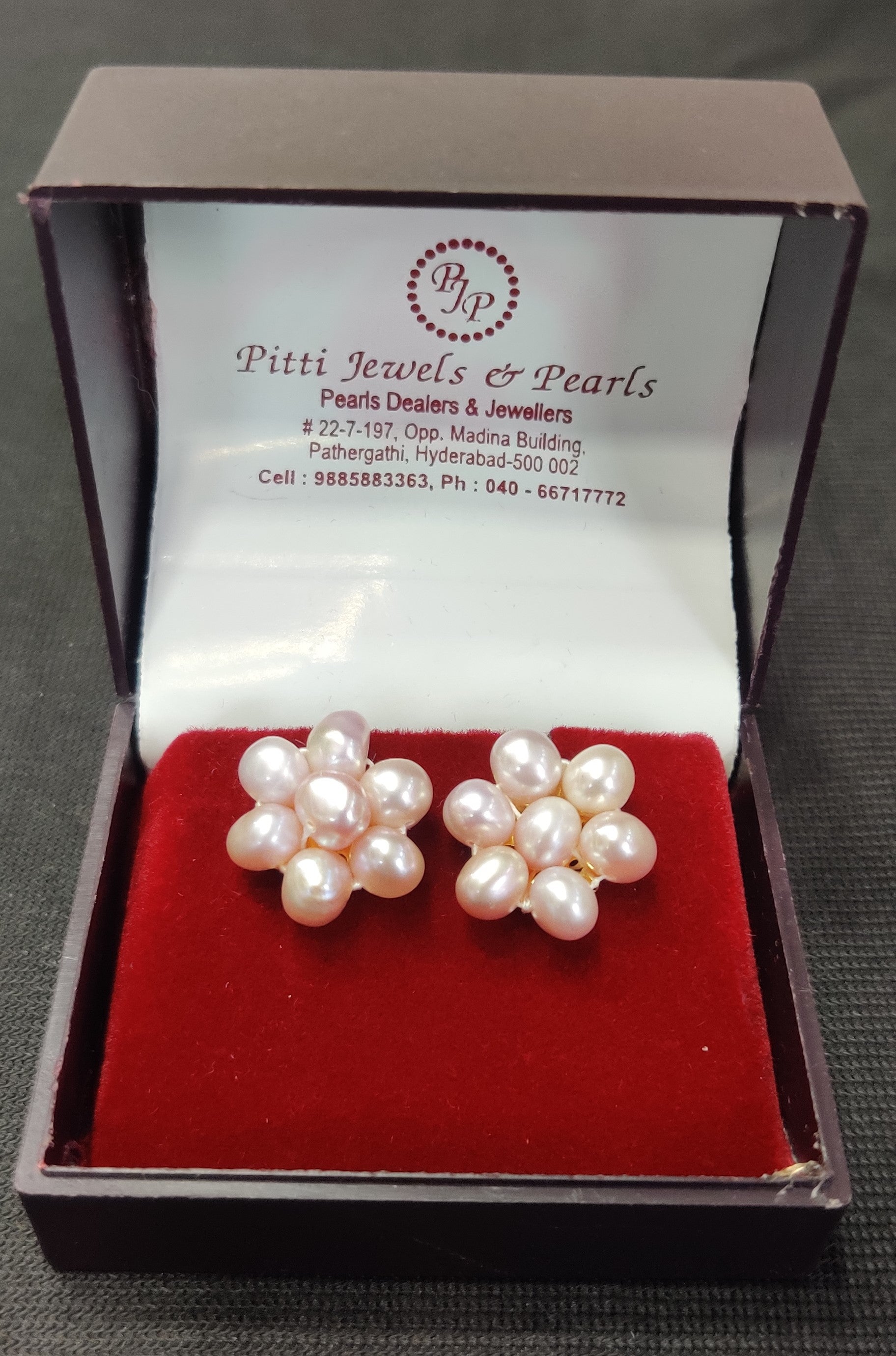 Real Natural Fresh Water 7 Moti Pearls Medium Size Round Studs Tops(D.No PTOP120)