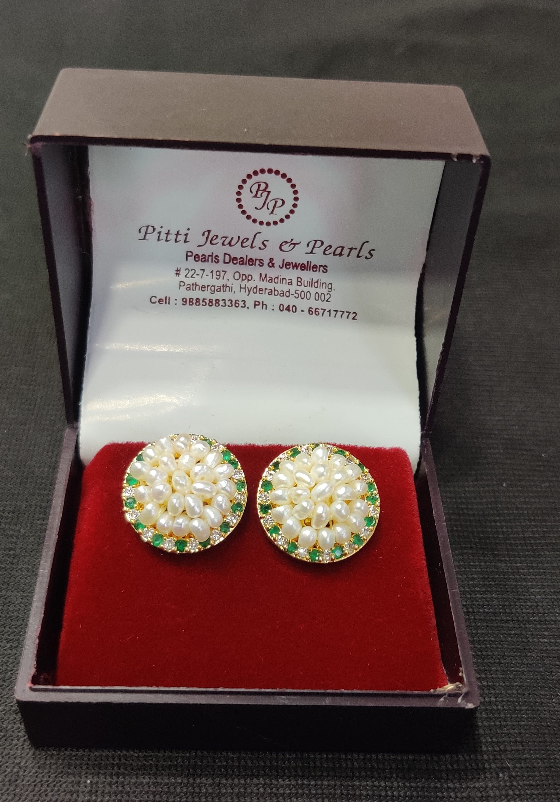 Real Natural Fresh Water Pearls Medium Size Round Studs Tops(D.No PTOP124)