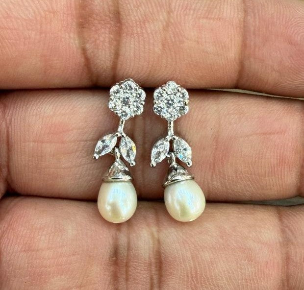 CZ Stone Studded Hangings With Real Pearl Drop(D.No PTOP188)