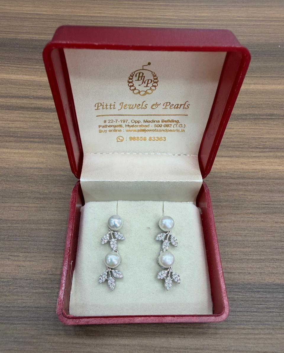 CZ Stone Studded Hangings With Real Pearl Drop(D.No PTOP191)