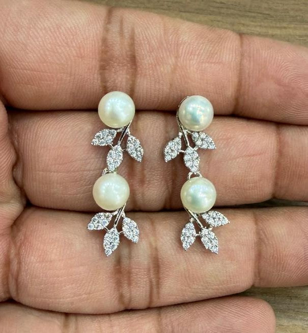 CZ Stone Studded Hangings With Real Pearl Drop(D.No PTOP191)