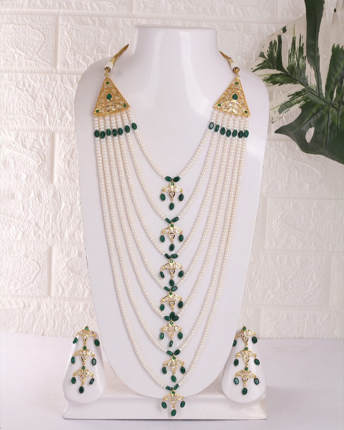 Traditional Hyderabadi Real Natural Freshwater Pearls Sat laara Necklace Set For Women With Certificate(D.No SAT101)