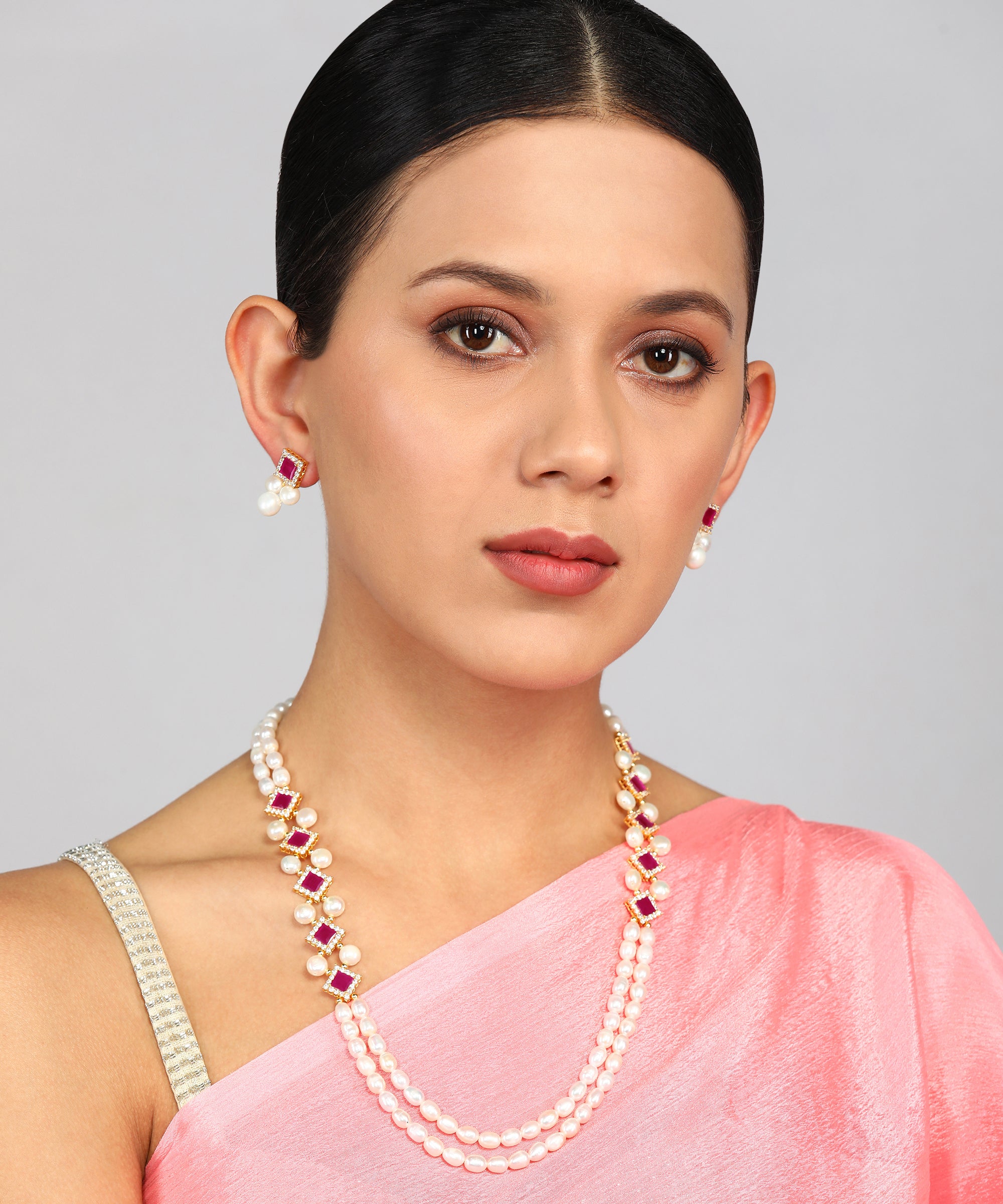 Real Natural Fresh Water Pearl Set With Certificate(D.No ADPRLS961)