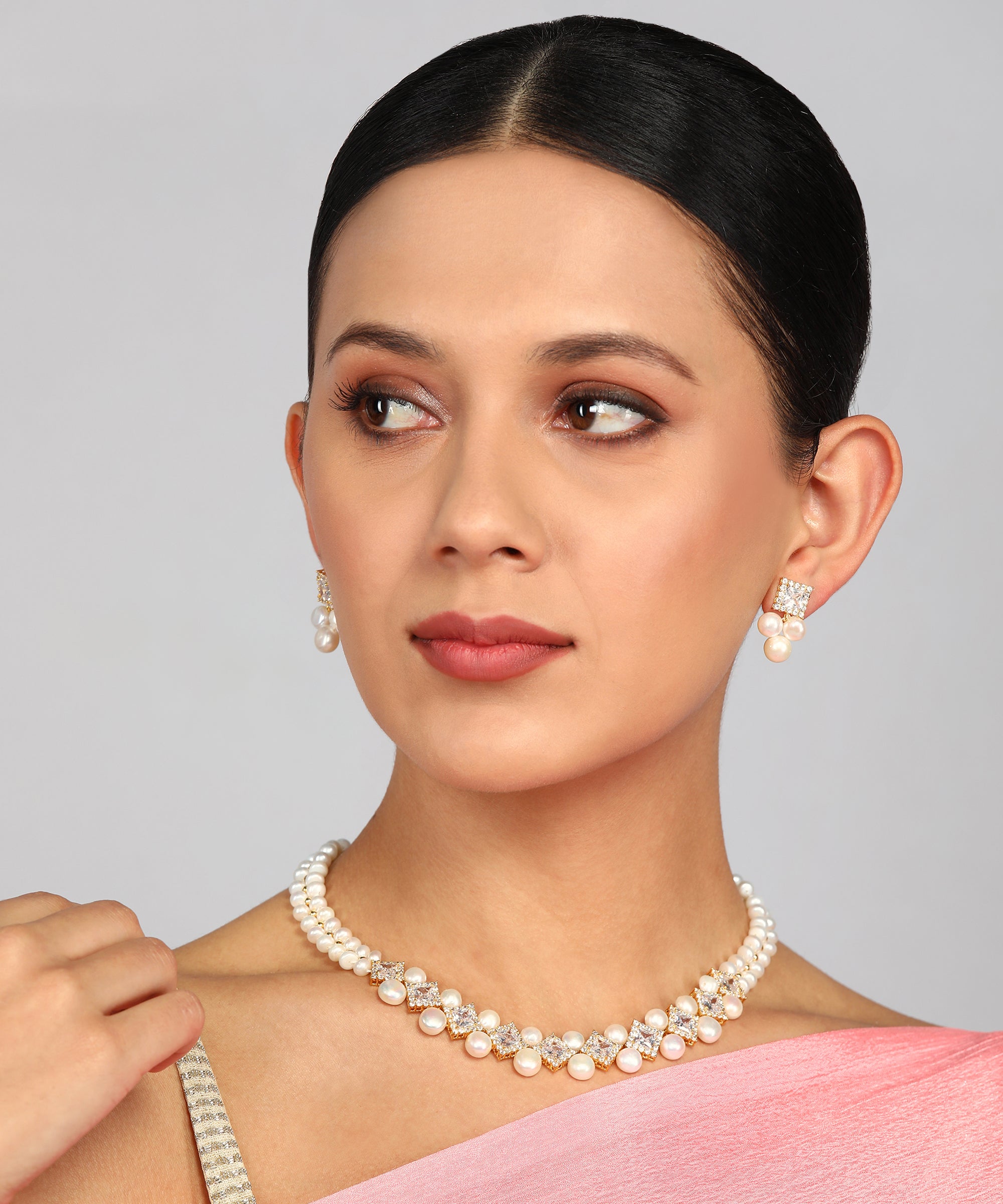 Real Natural Fresh Water Pearl Set With Certificate(D.No ADPRLS964)