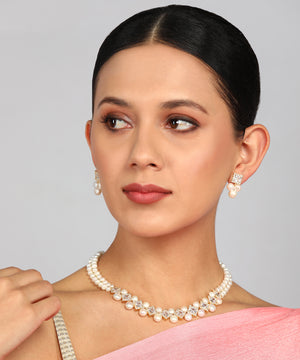 Real Natural Fresh Water Pearl Set With Certificate(D.No ADPRLS964)