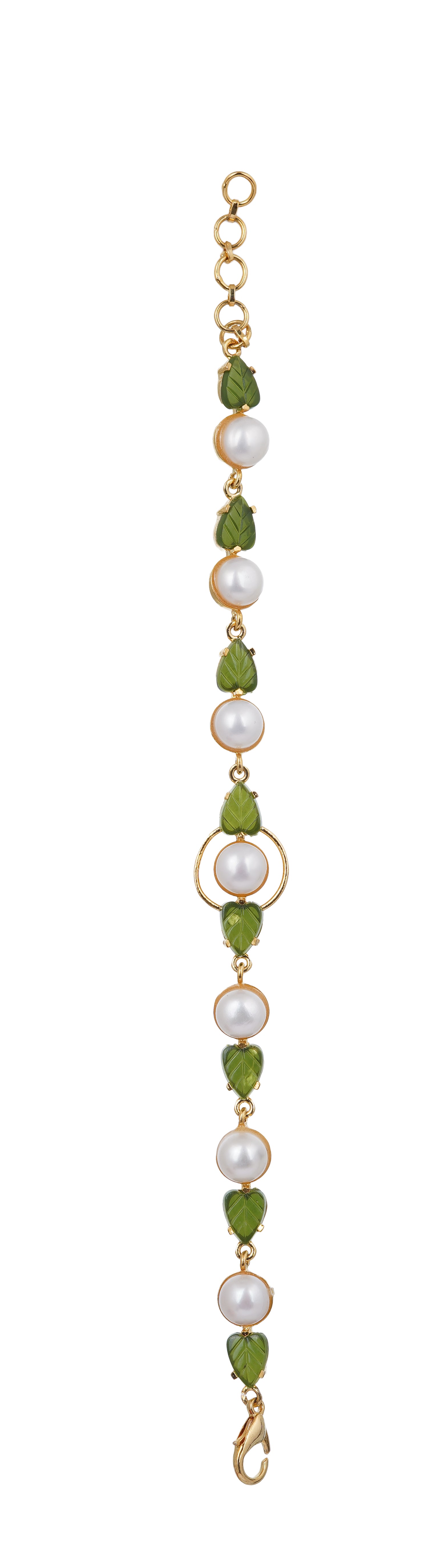 Jade leaf Real Natural Fresh Water Button Pearl Bracelet With Certificate(D.No ADBLS287)