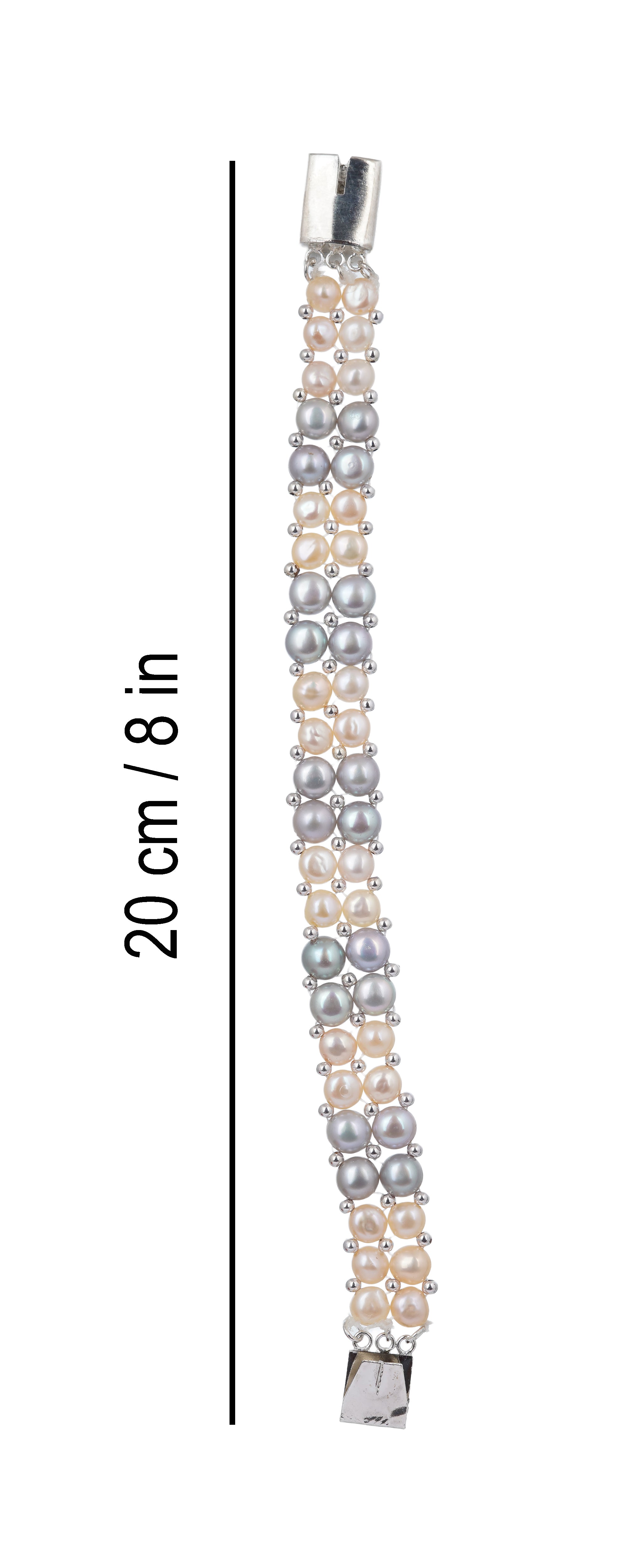 Authentic Real Natural Fresh Water Button Pearl Bracelet With Certificate(D.No ADBLS293)