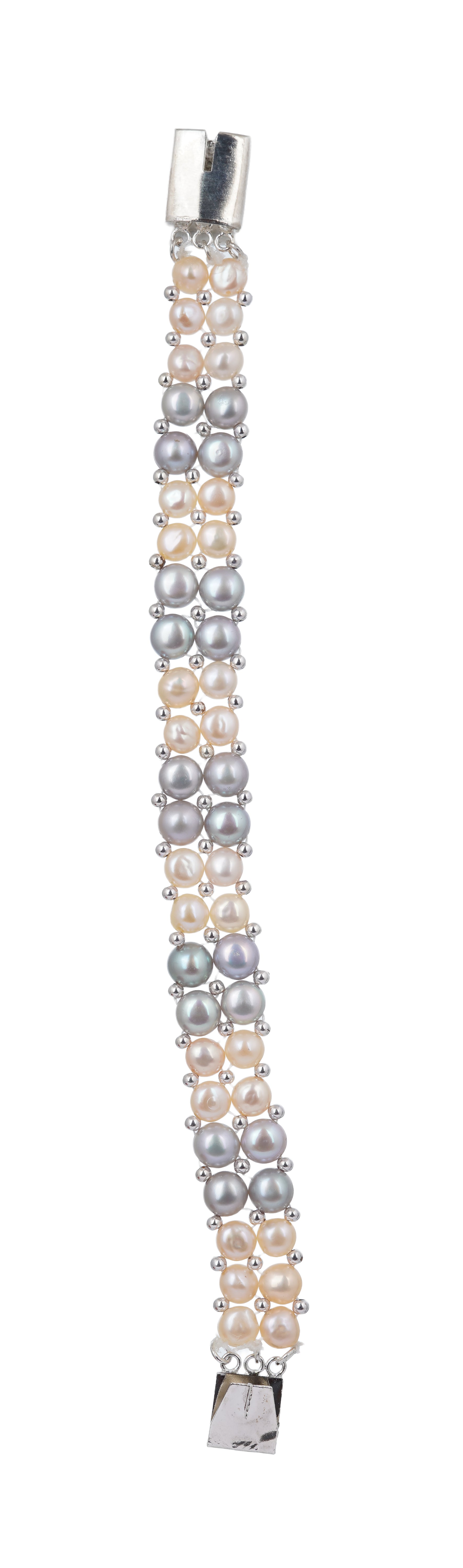 Authentic Real Natural Fresh Water Button Pearl Bracelet With Certificate(D.No ADBLS293)