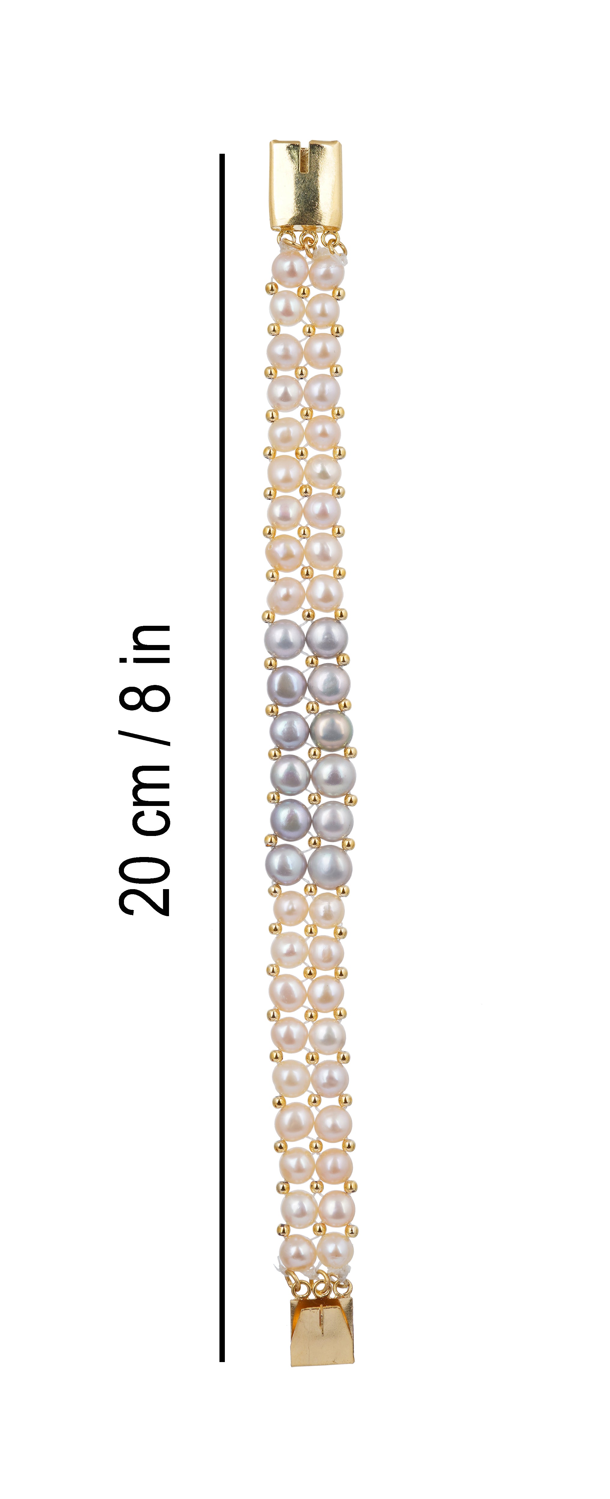 Authentic Real Natural Fresh Water Button Pearl Bracelet With Certificate(D.No ADBLS294)