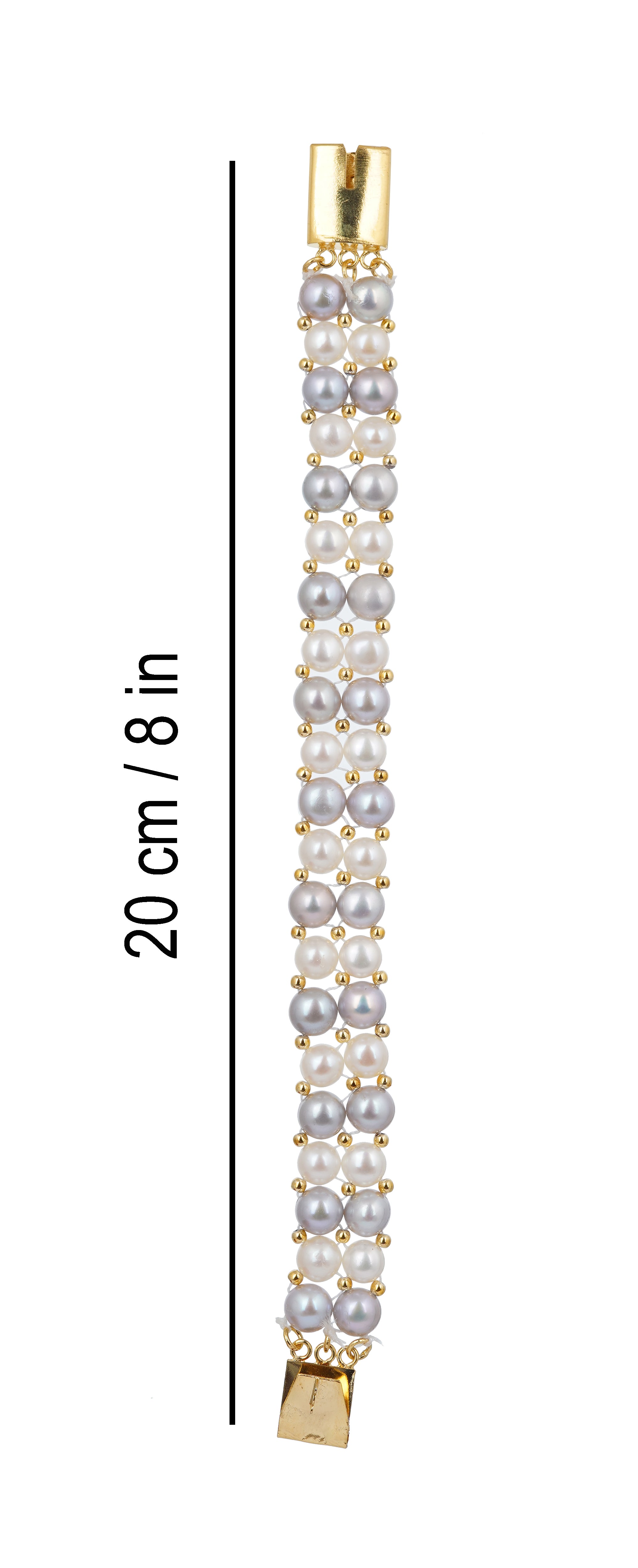 Authentic Real Natural Fresh Water Button Pearl Bracelet With Certificate(D.No ADBLS295)