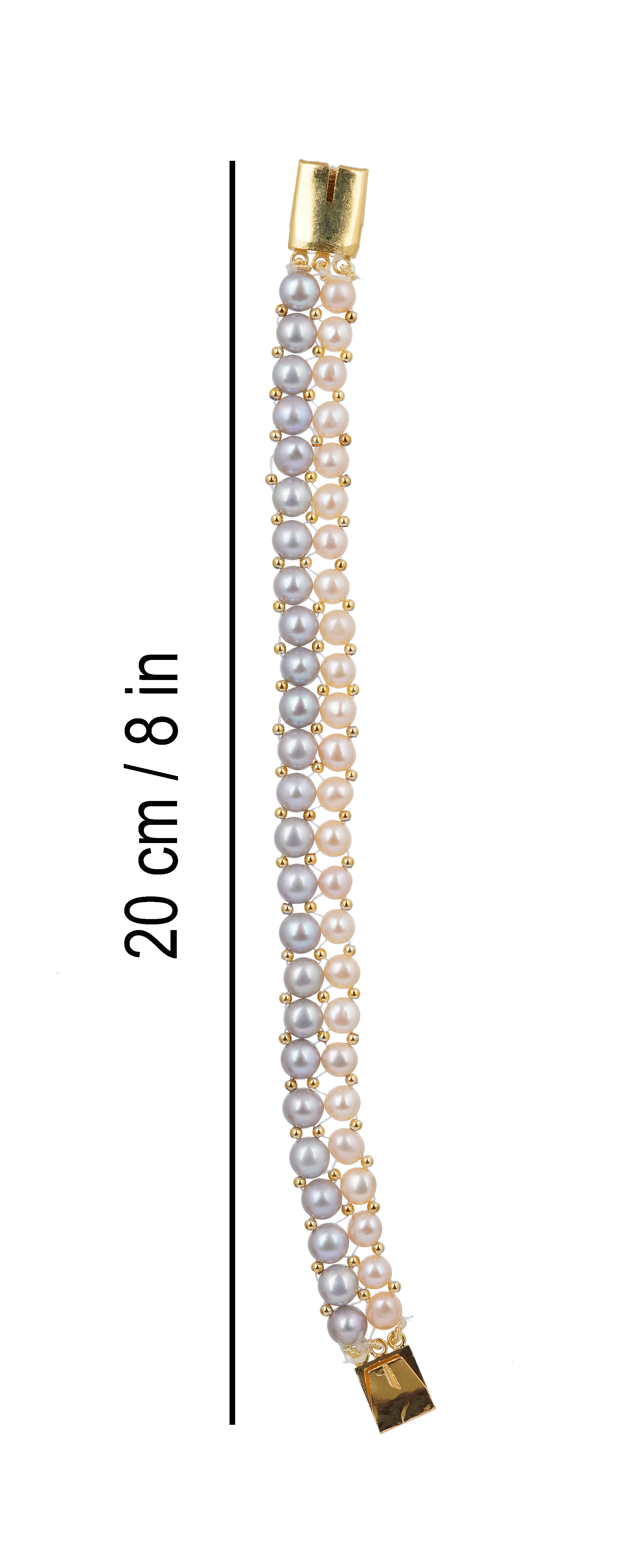 Authentic Real Natural Fresh Water Button Pearl Bracelet With Certificate(D.No ADBLS296)