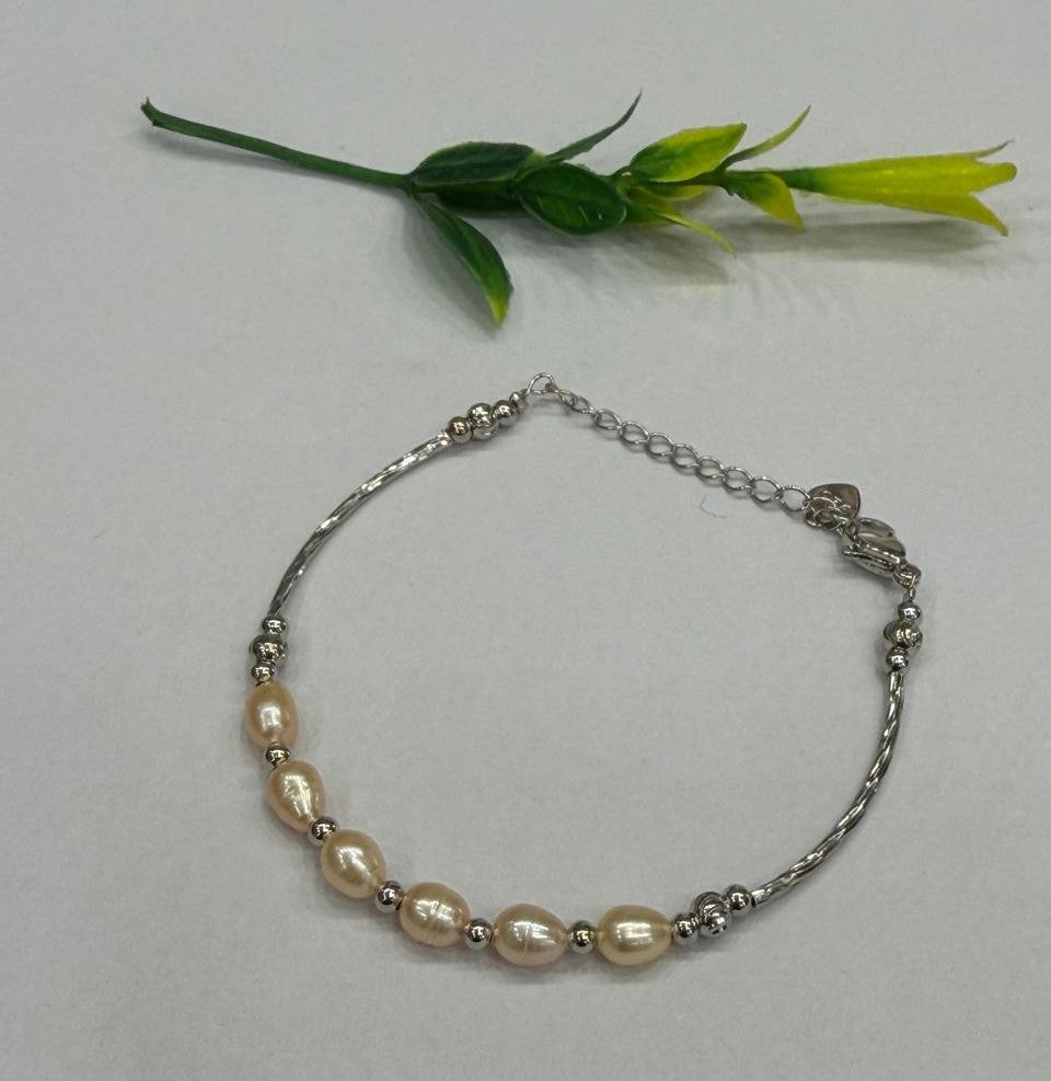 Authentic Real Natural Fresh Water Pearl Bracelet With Certificate(D.No ADBLS326)